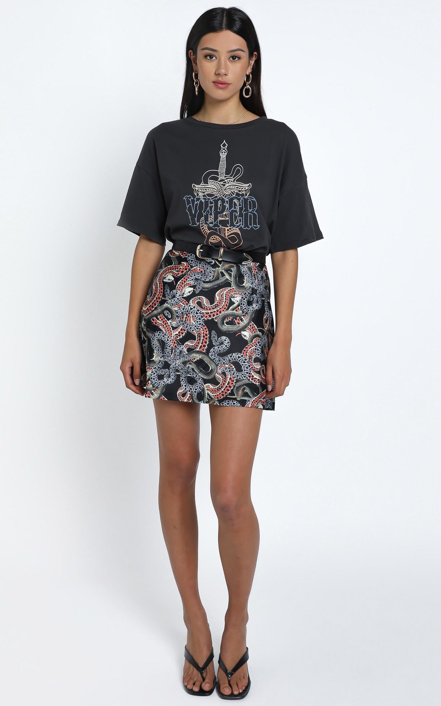 Twiin - Snakes Alive Mini Slip Skirt in Multi