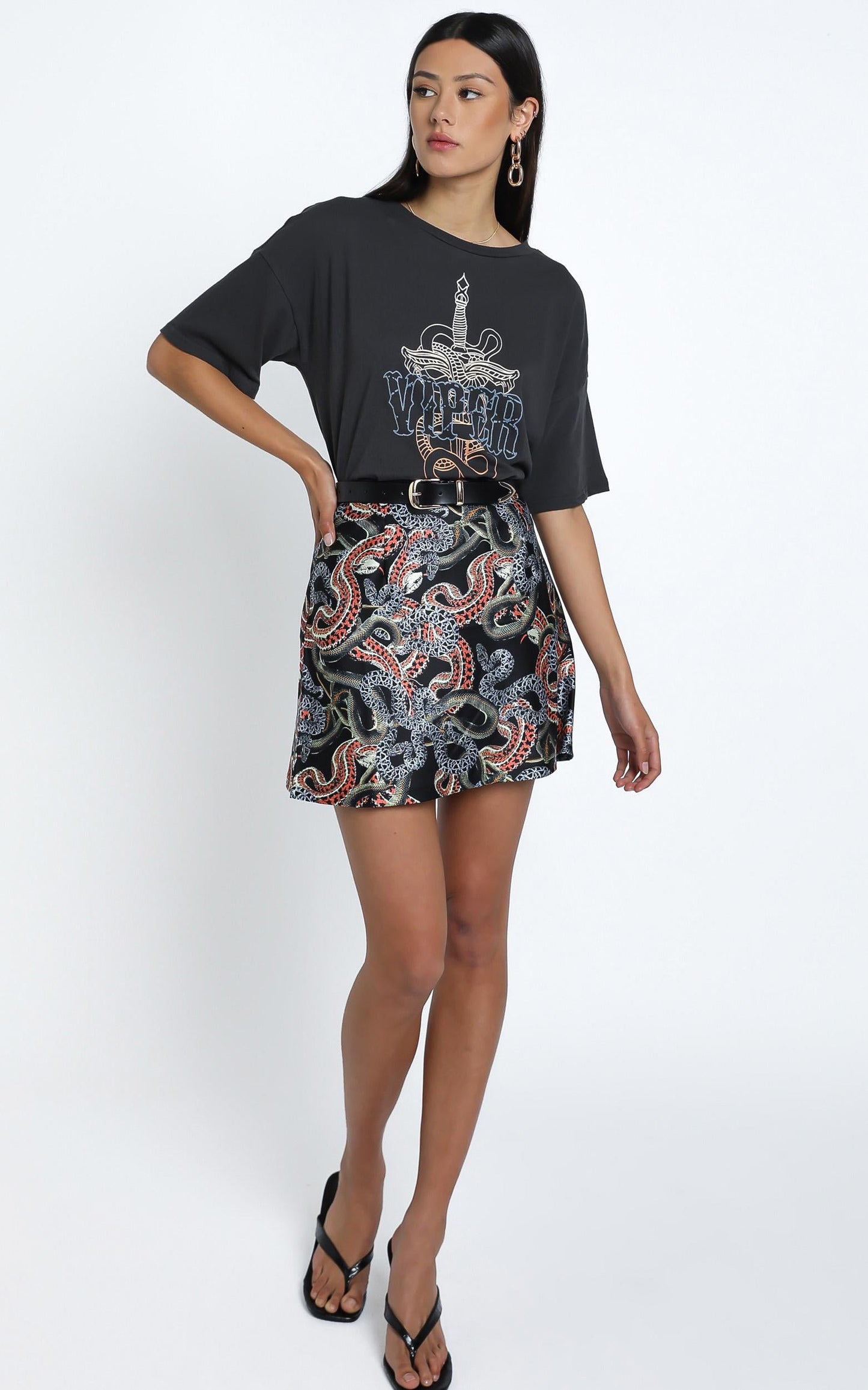 Twiin - Snakes Alive Mini Slip Skirt in Multi