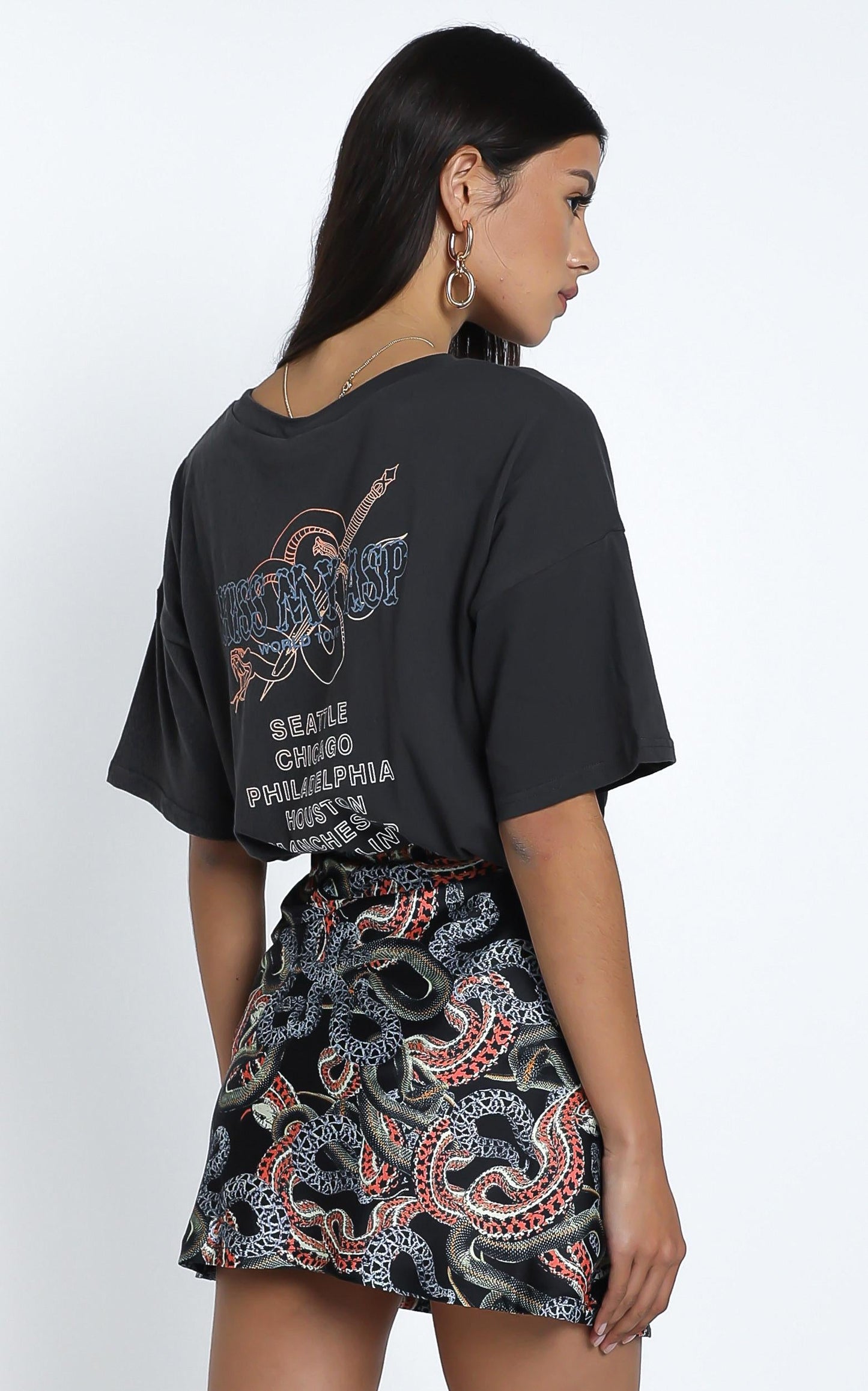 Twiin - Snakes Alive Mini Slip Skirt in Multi