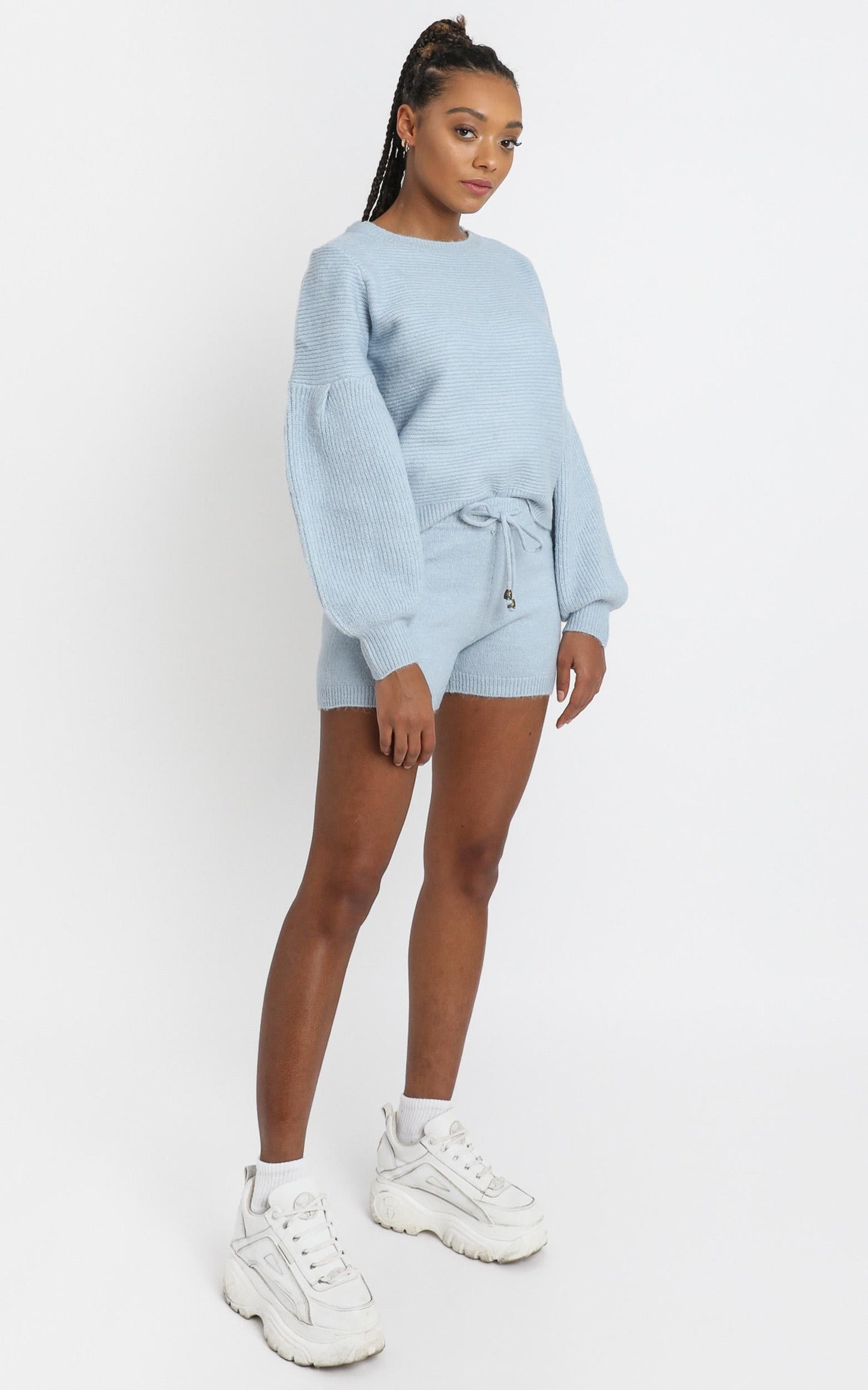 Siobhan Knit Shorts in Sky Blue