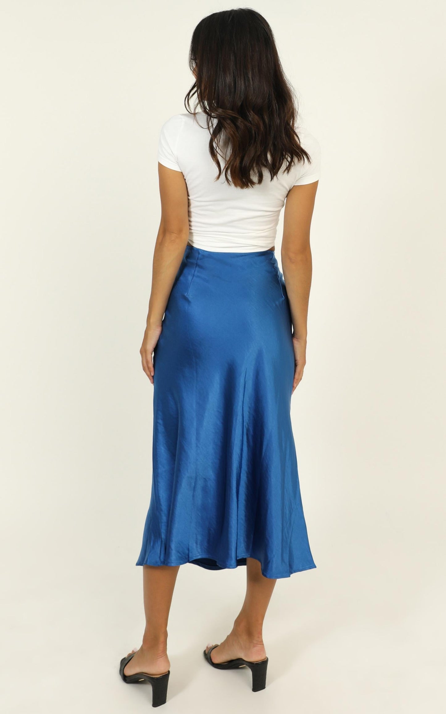 Somebody's Talking Skirt In Blue Satin
