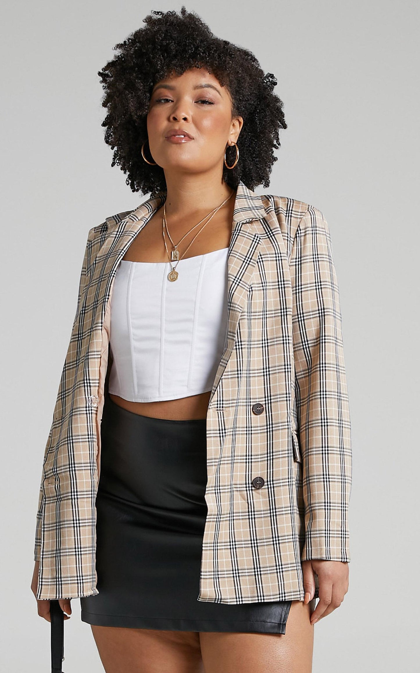Sort It Out Blazer in Beige Check
