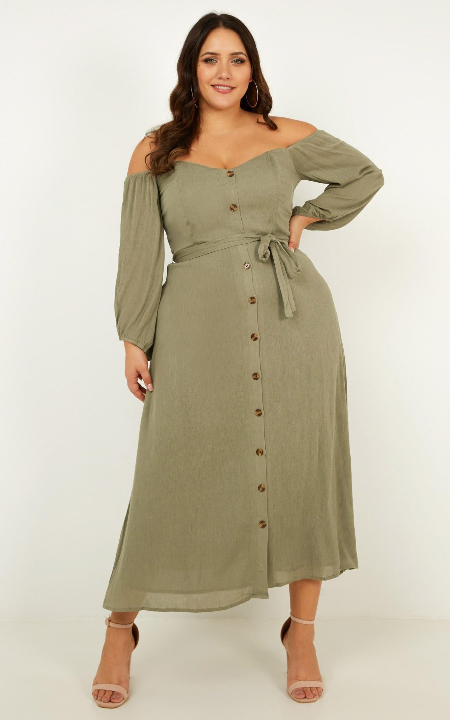 Sorrento Dreaming Dress in Khaki Linen Look