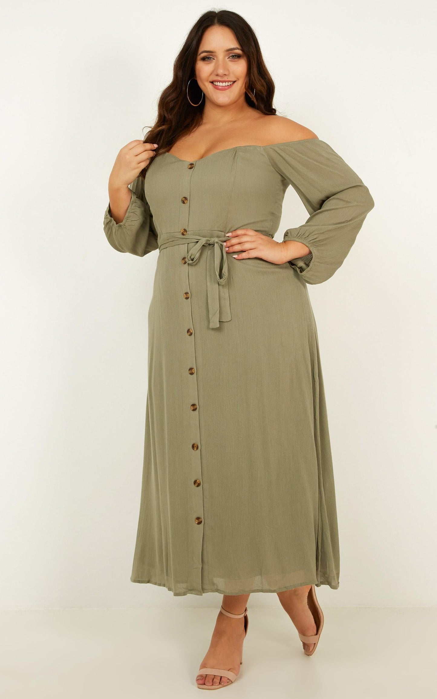 Sorrento Dreaming Dress in Khaki Linen Look