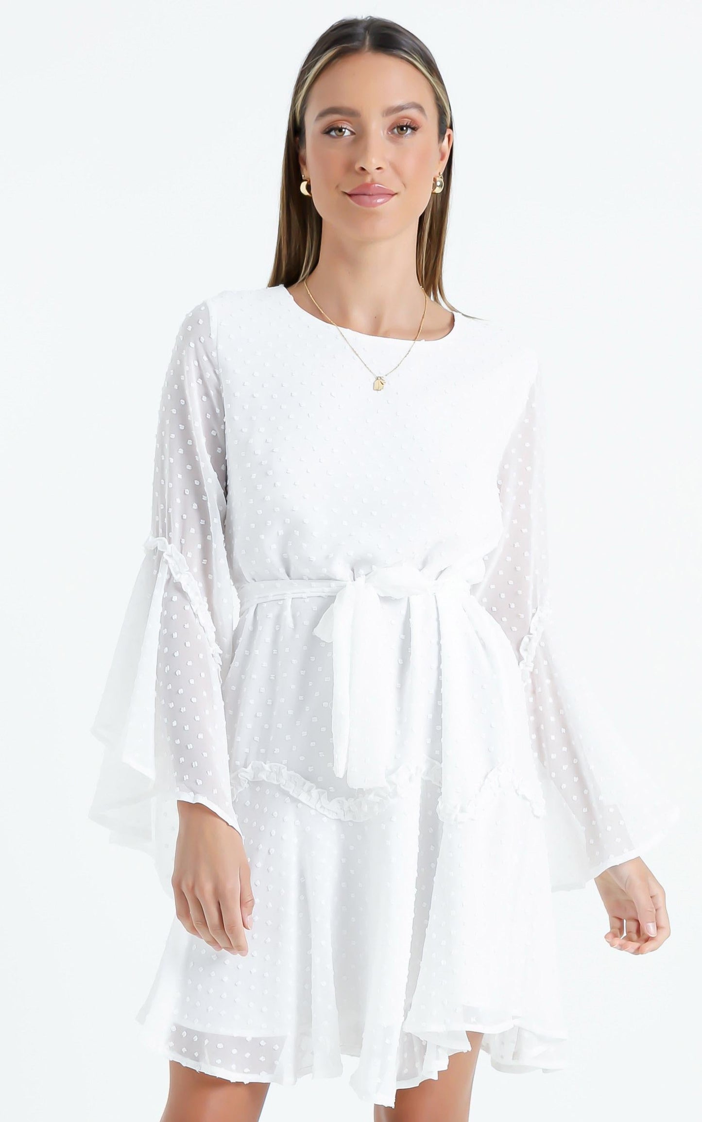 So Whats Next Dress in White Dobby