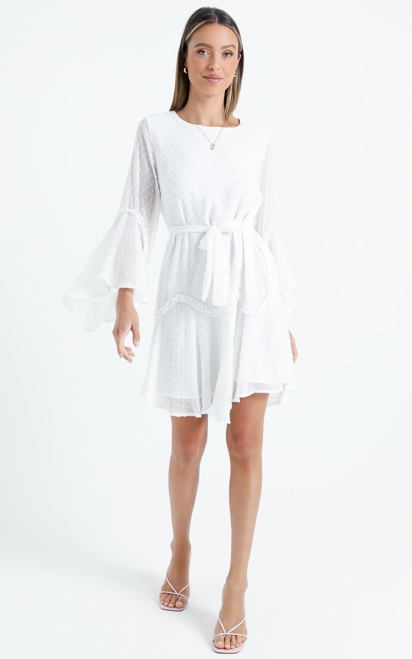 So Whats Next Dress in White Dobby