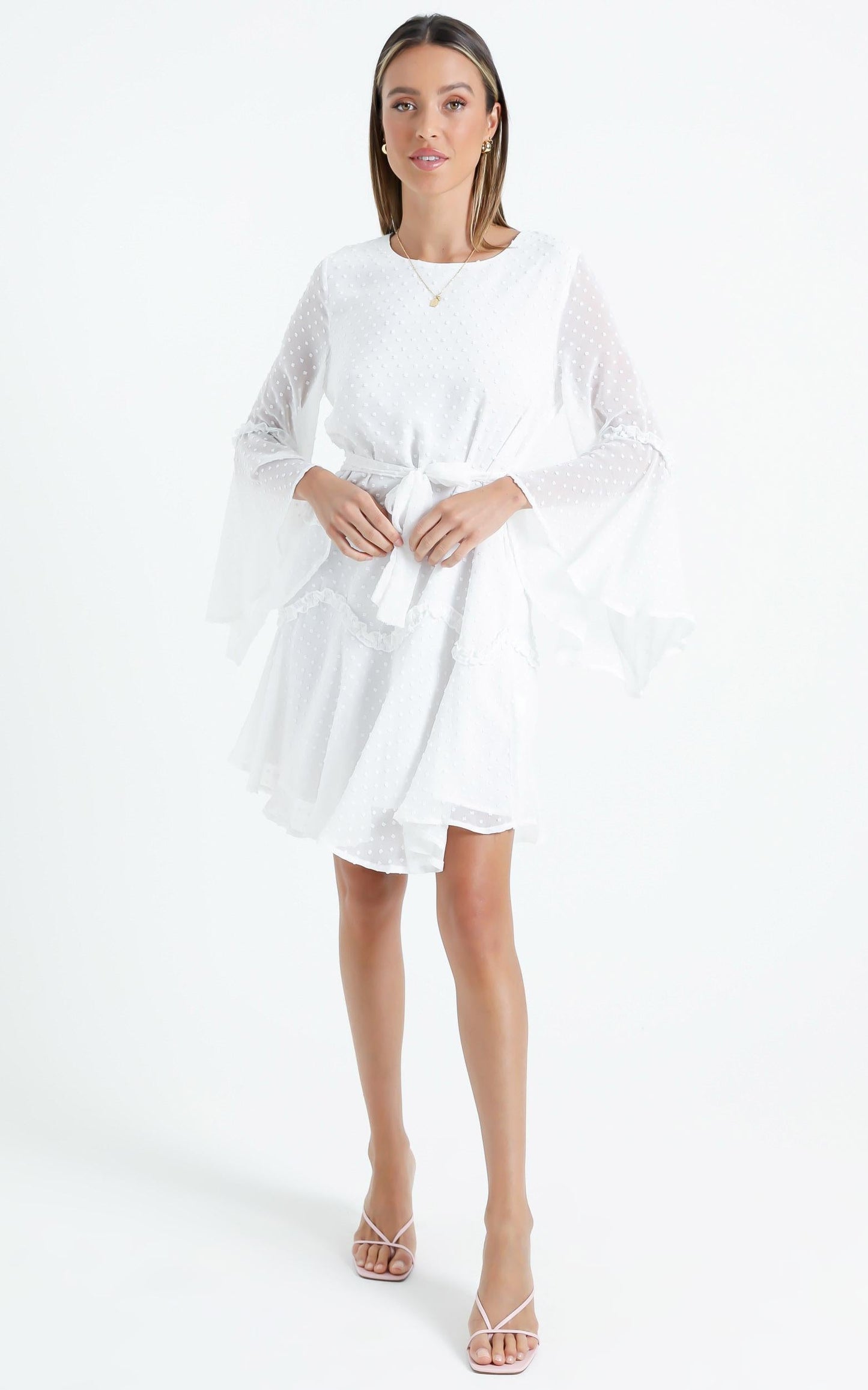 So Whats Next Dress in White Dobby