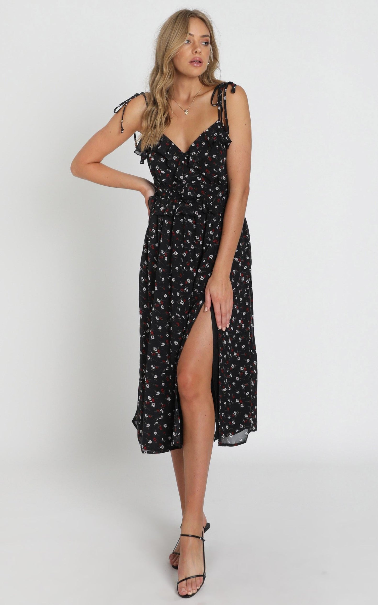 Spend the Night Together Dress In Black Floral