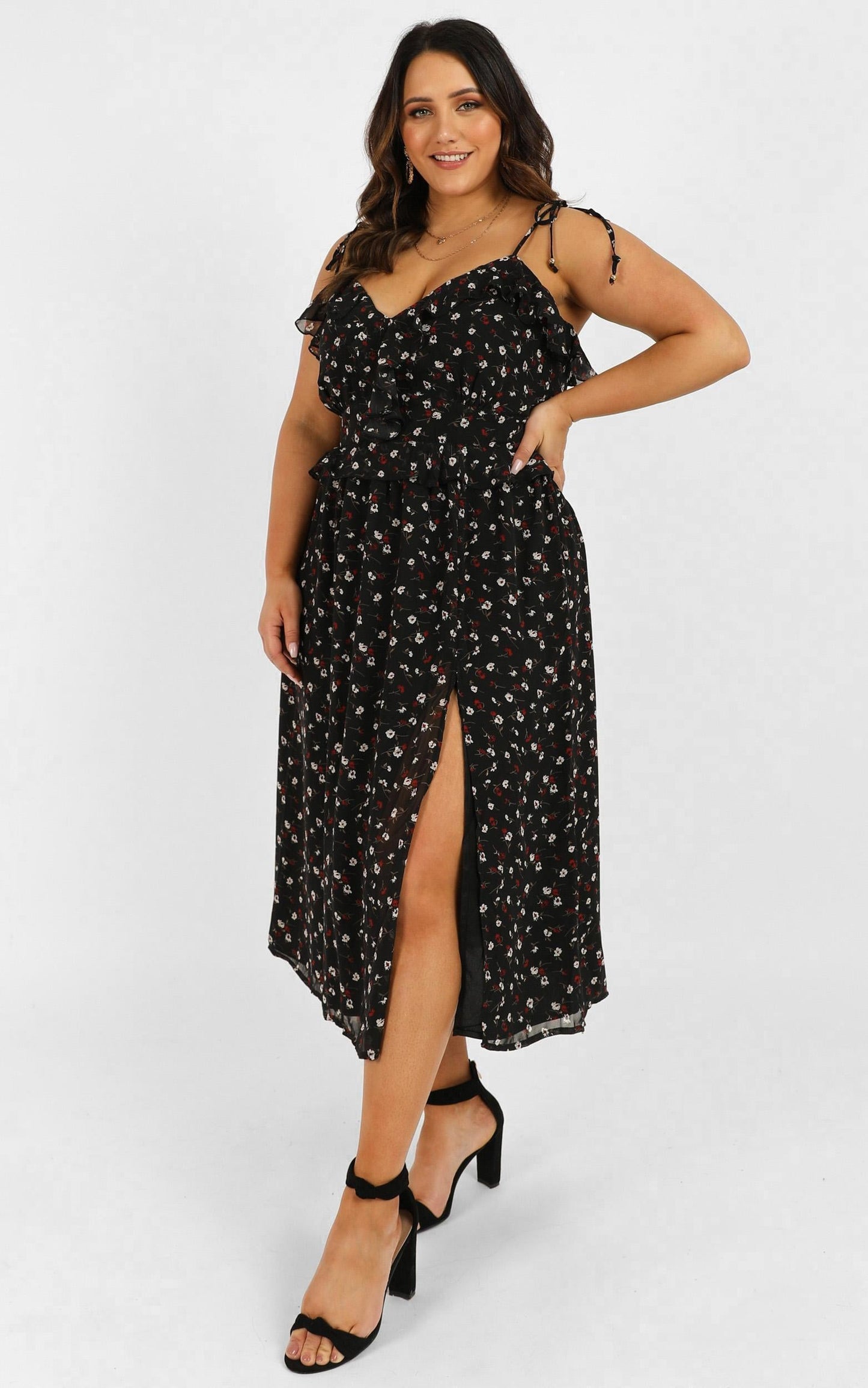Spend the Night Together Dress In Black Floral