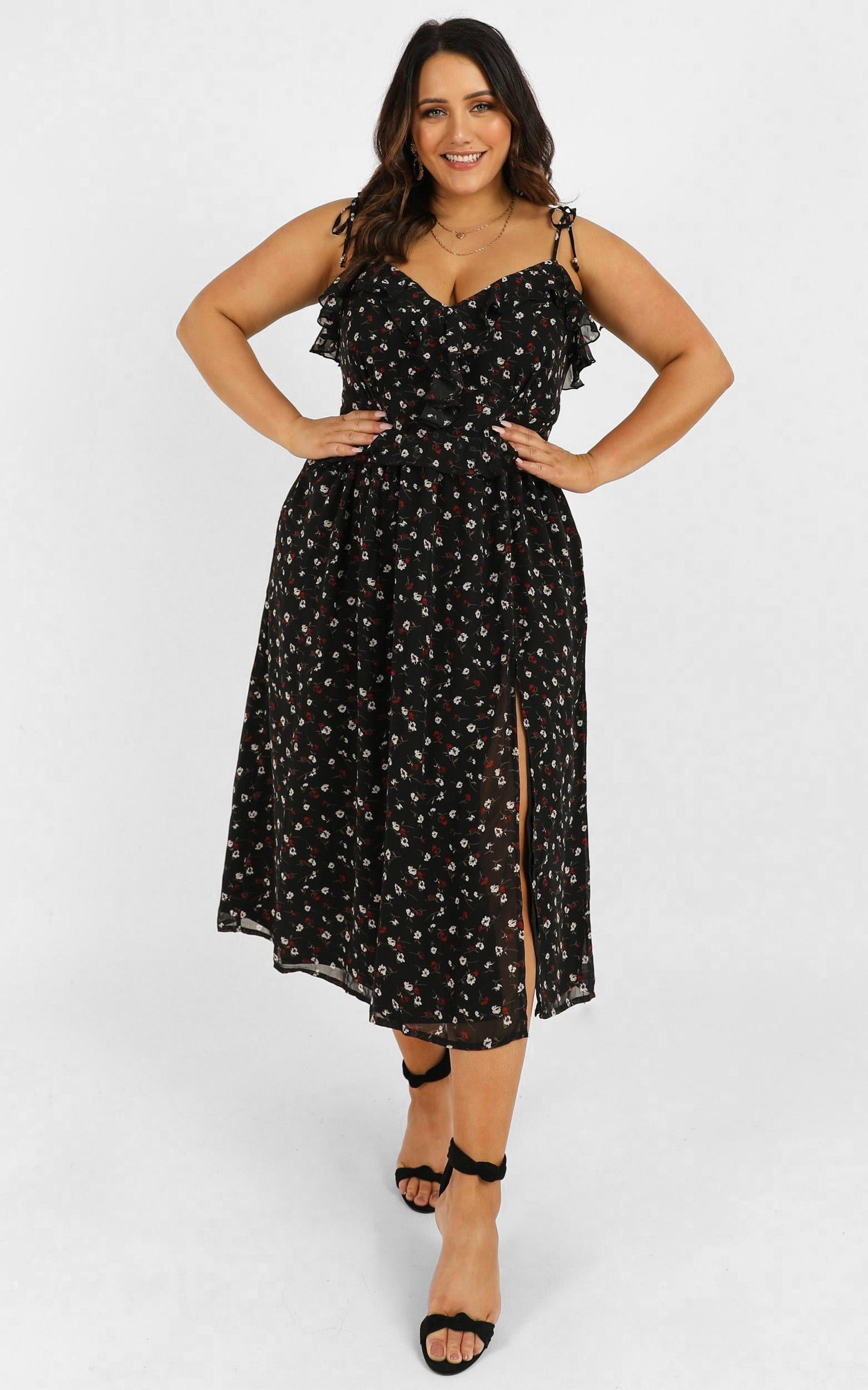 Spend the Night Together Dress In Black Floral