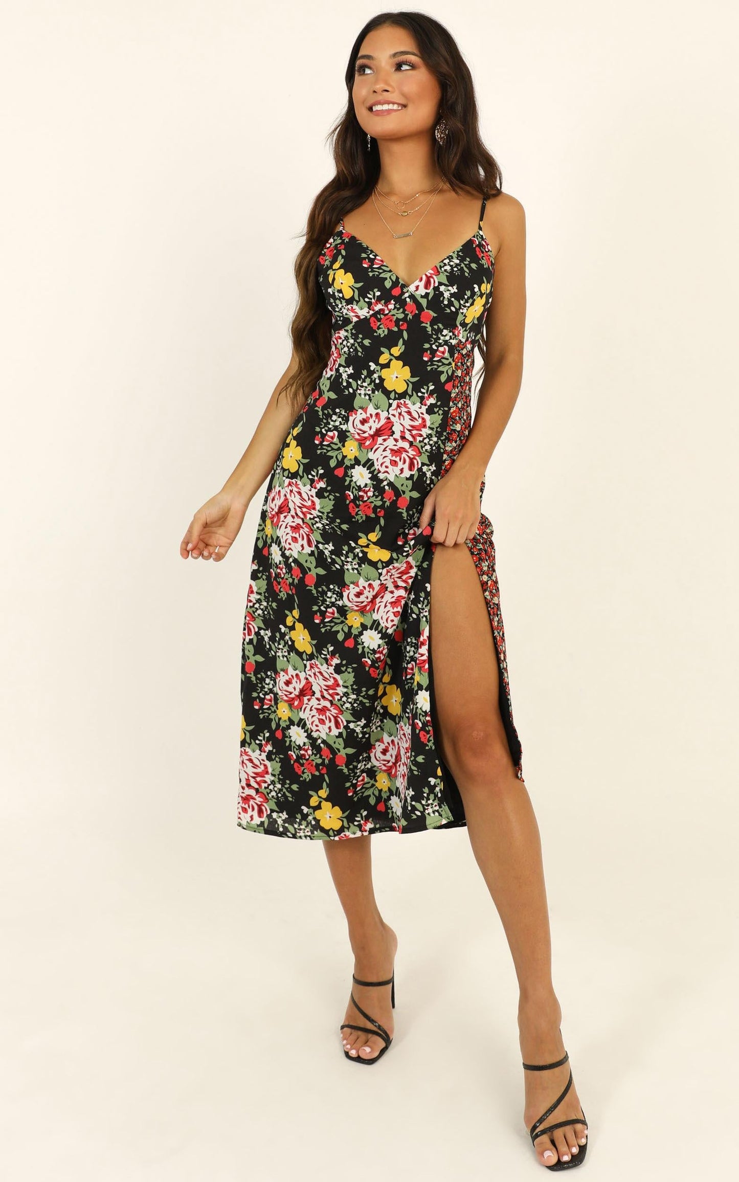 Spice Market Dress In Black Floral