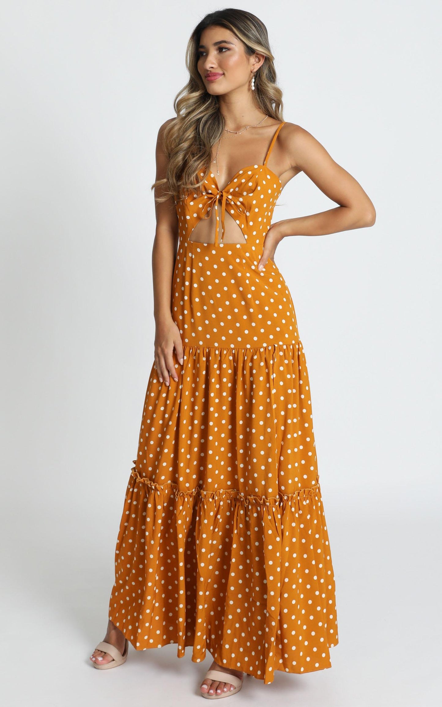Spot Me If You Wish Dress in Mustard Spot