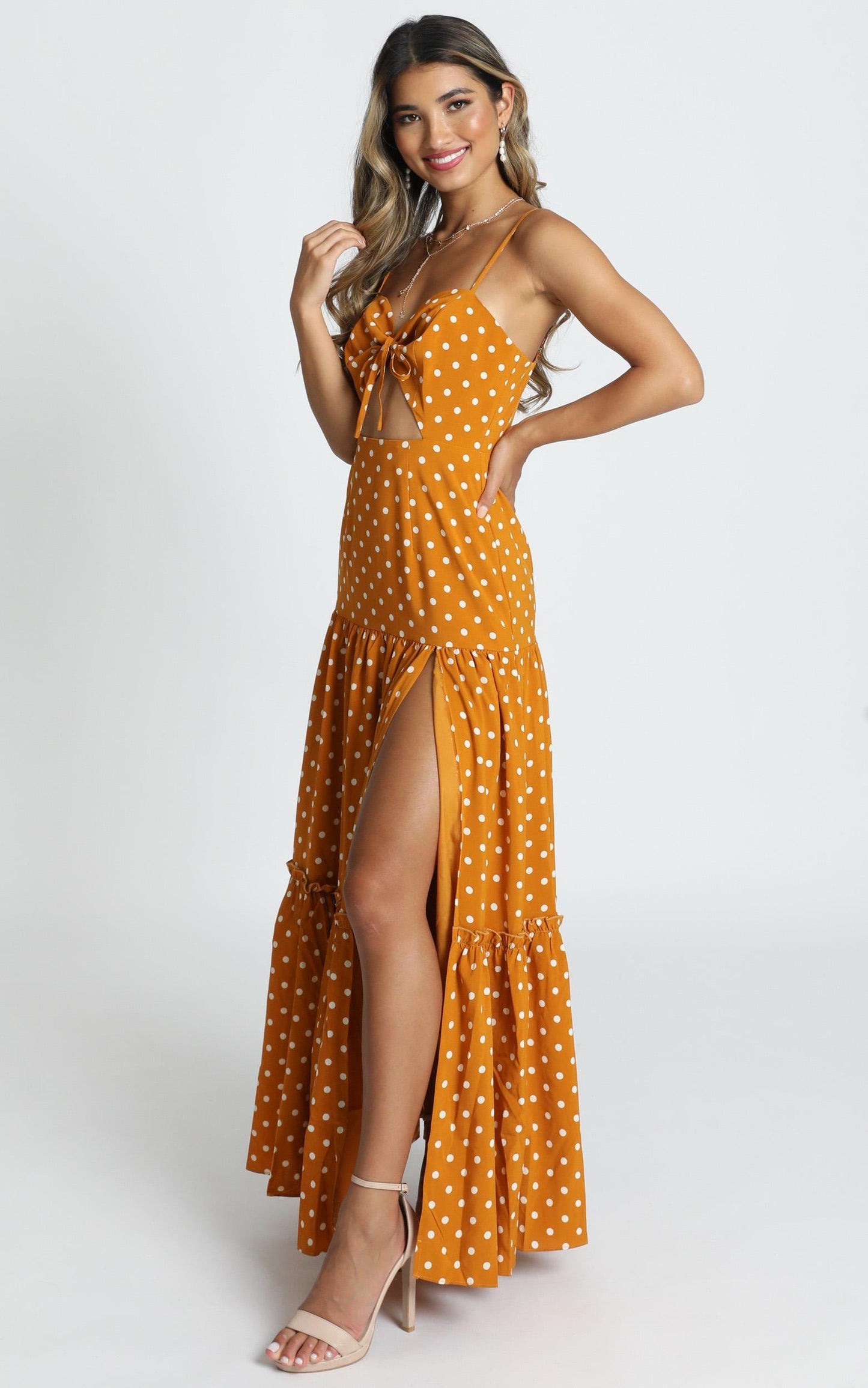 Spot Me If You Wish Dress in Mustard Spot