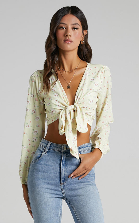 Spring Break Top in Yellow Floral