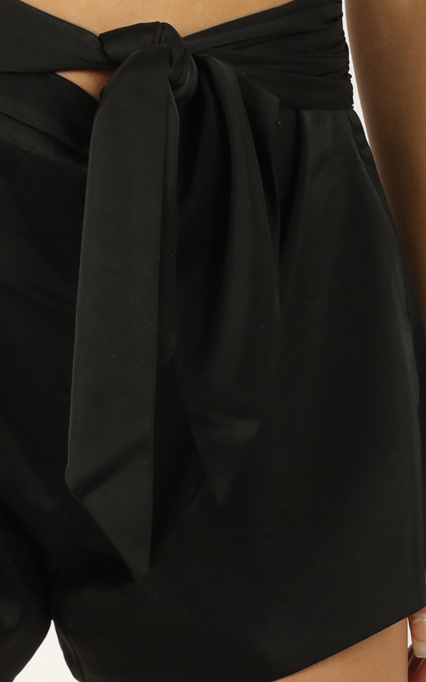 Staring Me Down Shorts In Black Satin