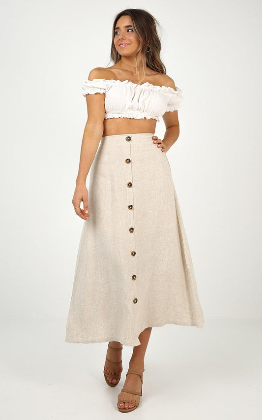 Stay Young Skirt In Beige Linen Look
