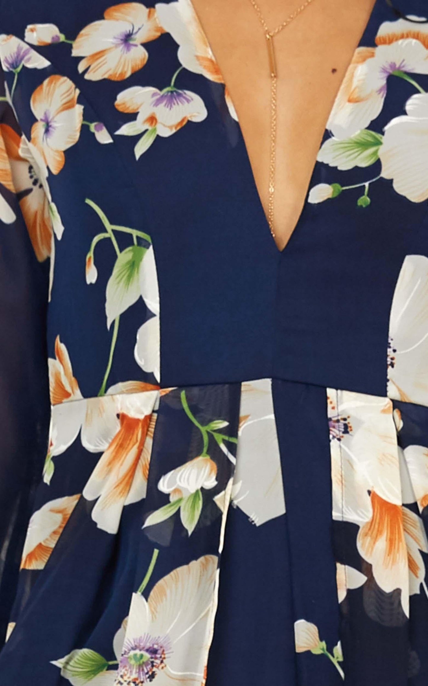 Steal The Show Playsuit In Navy Tropical Floral