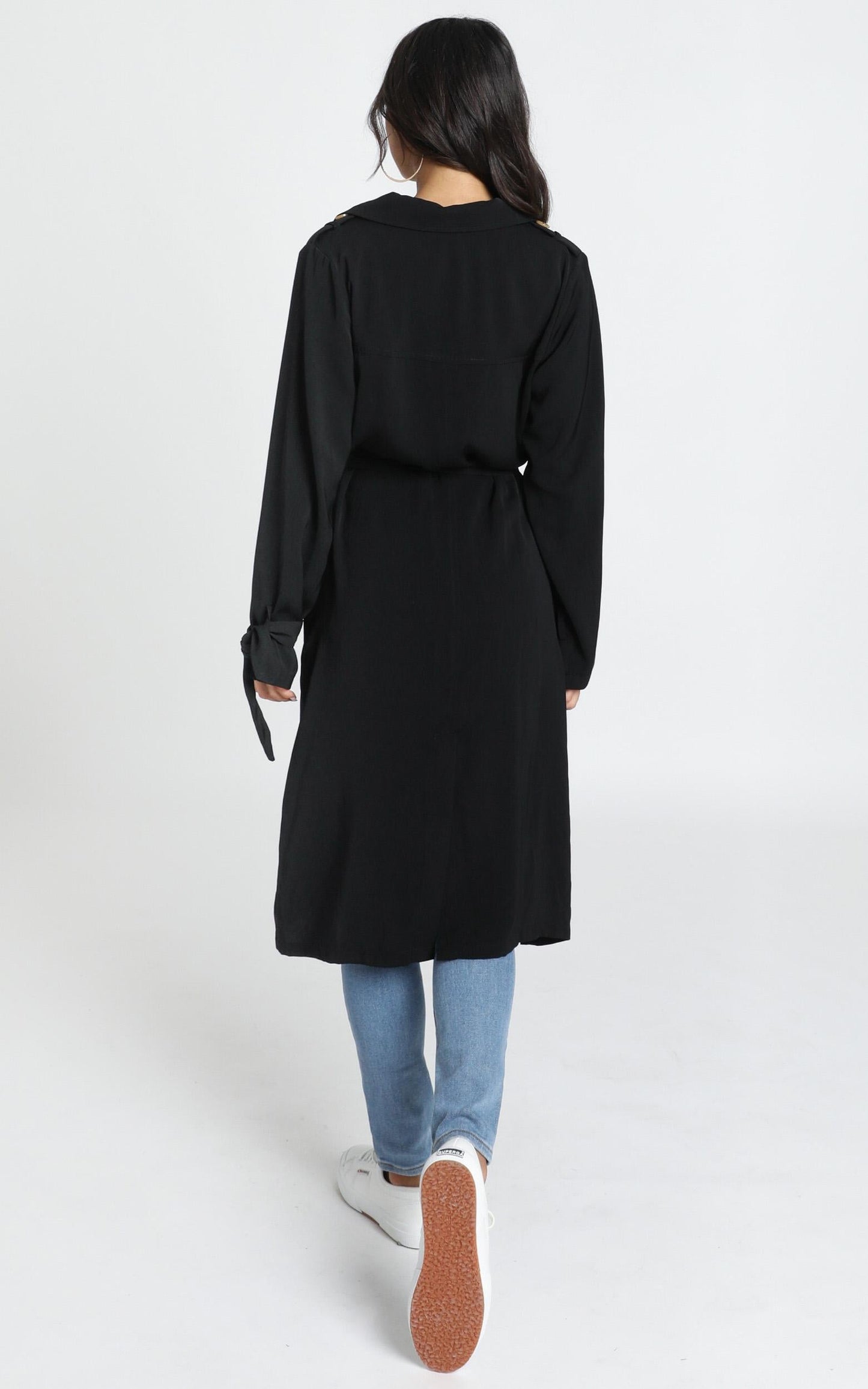 Stepping It Up Trench Coat In Black