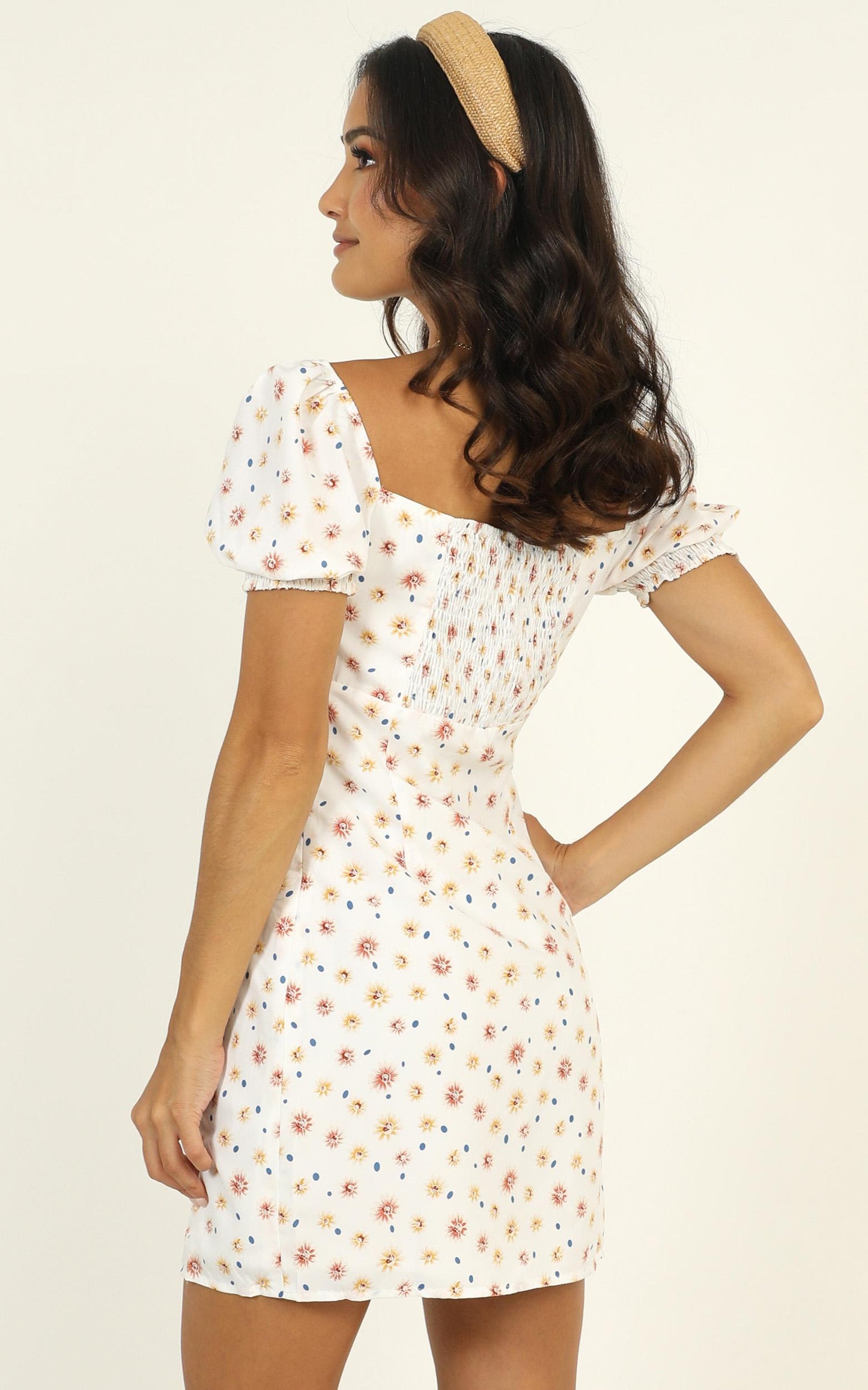Stevie Dress In White Floral