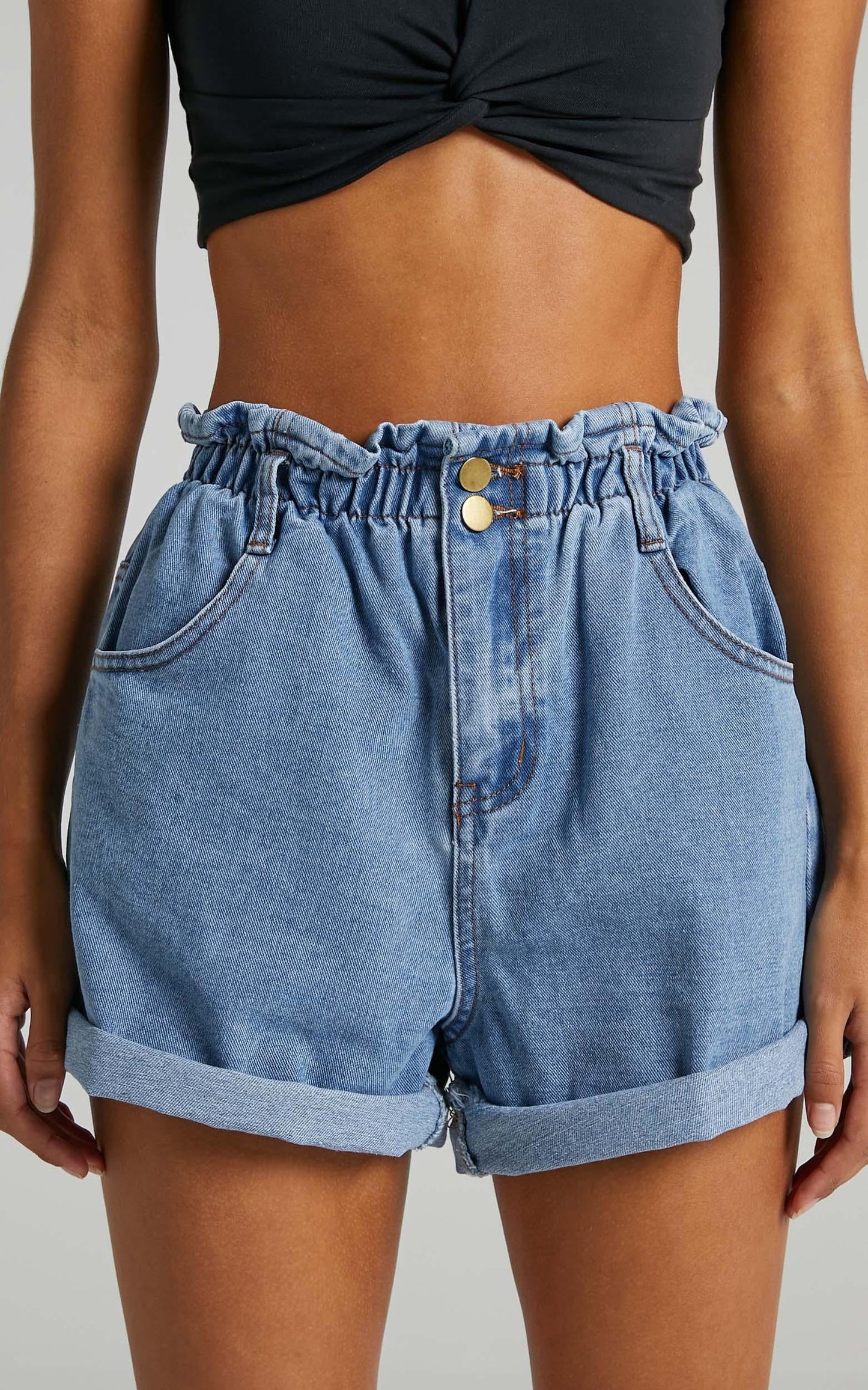 Stomping Ground Denim Shorts In Light Wash