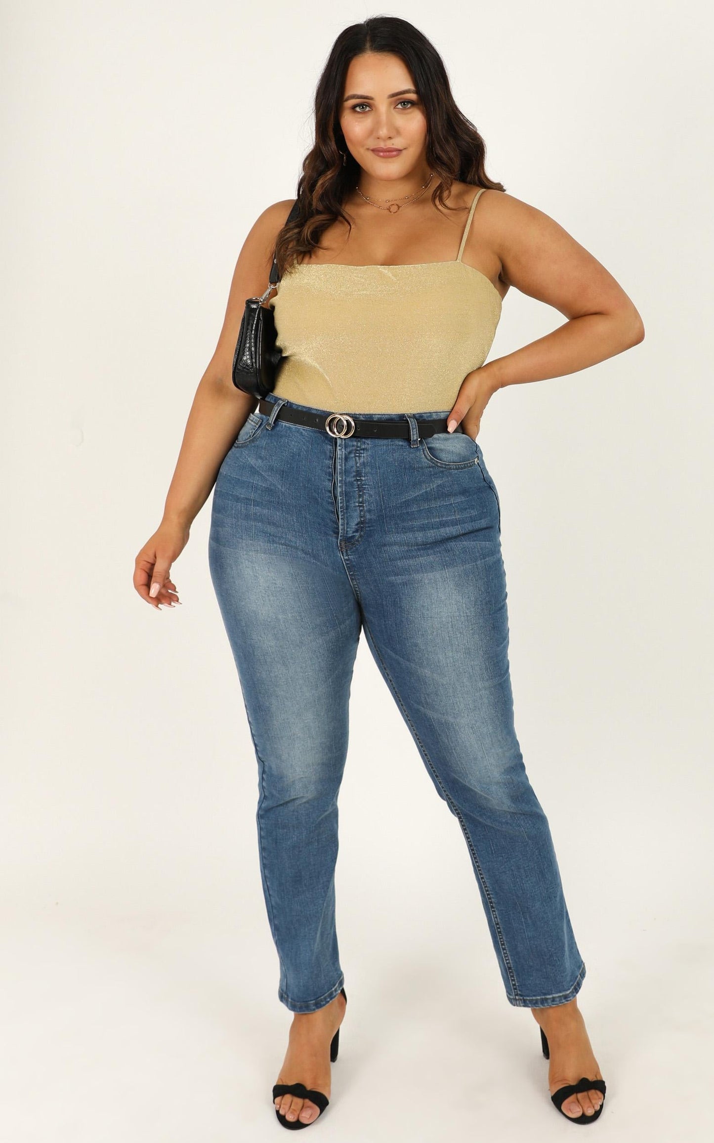 Stop Starring Bodysuit In Gold Lurex