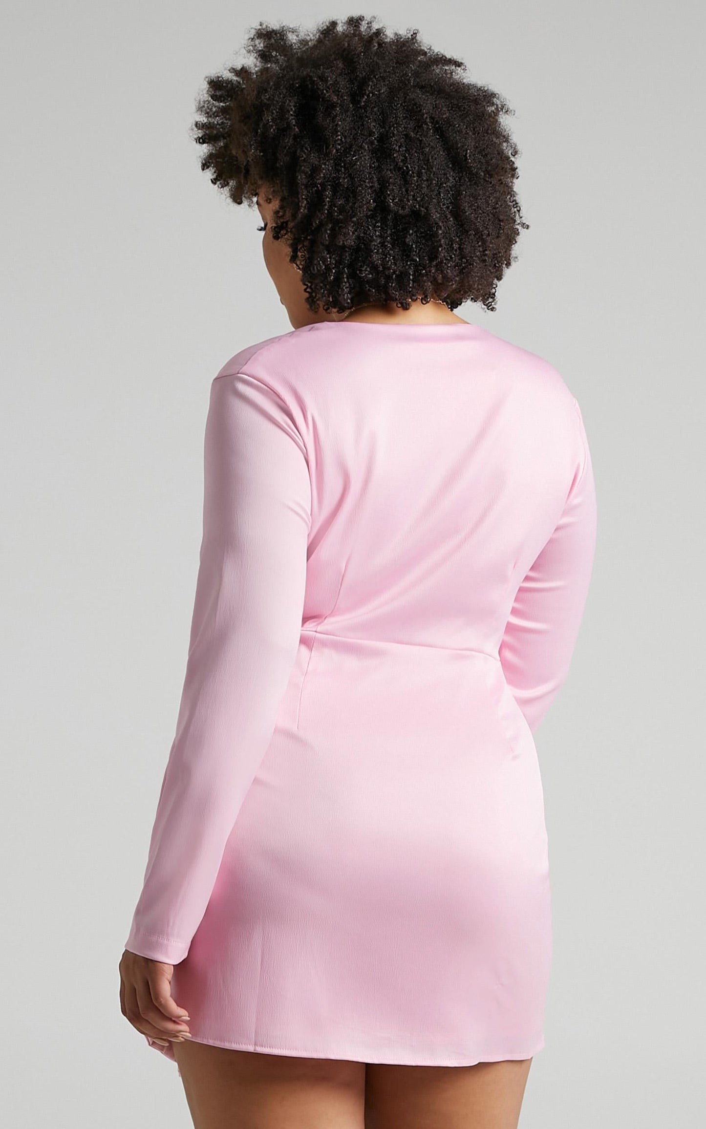 Stop Thinking About It Dress in Pink Satin