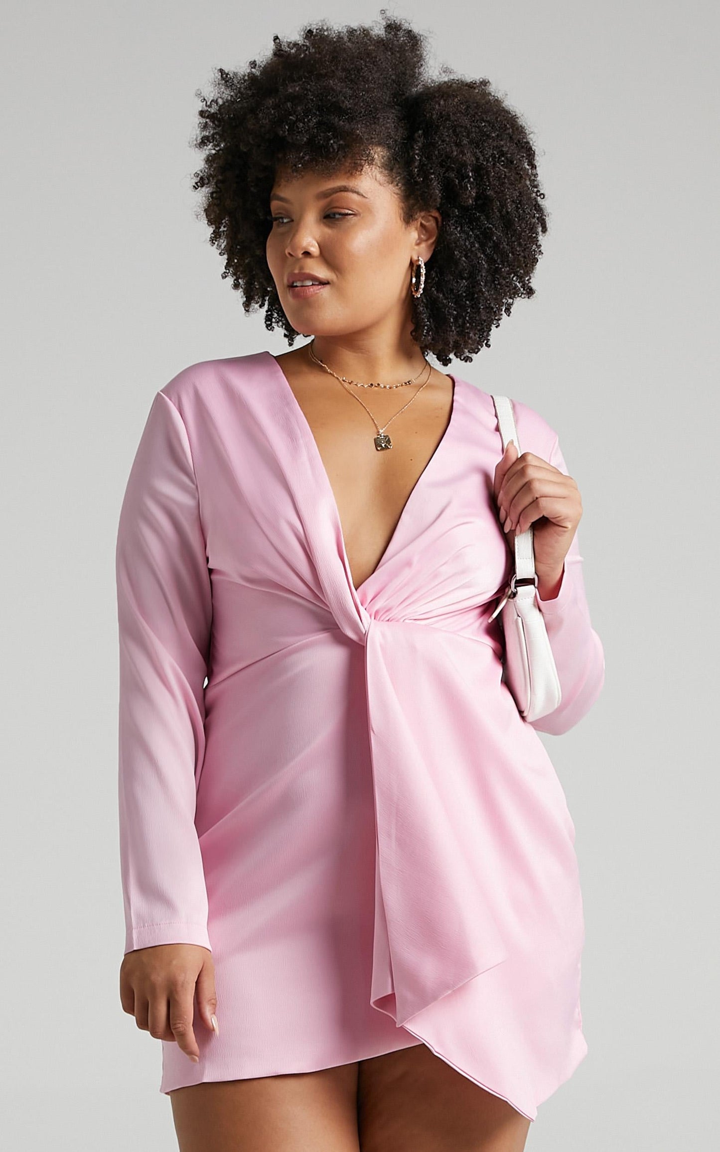 Stop Thinking About It Dress in Pink Satin