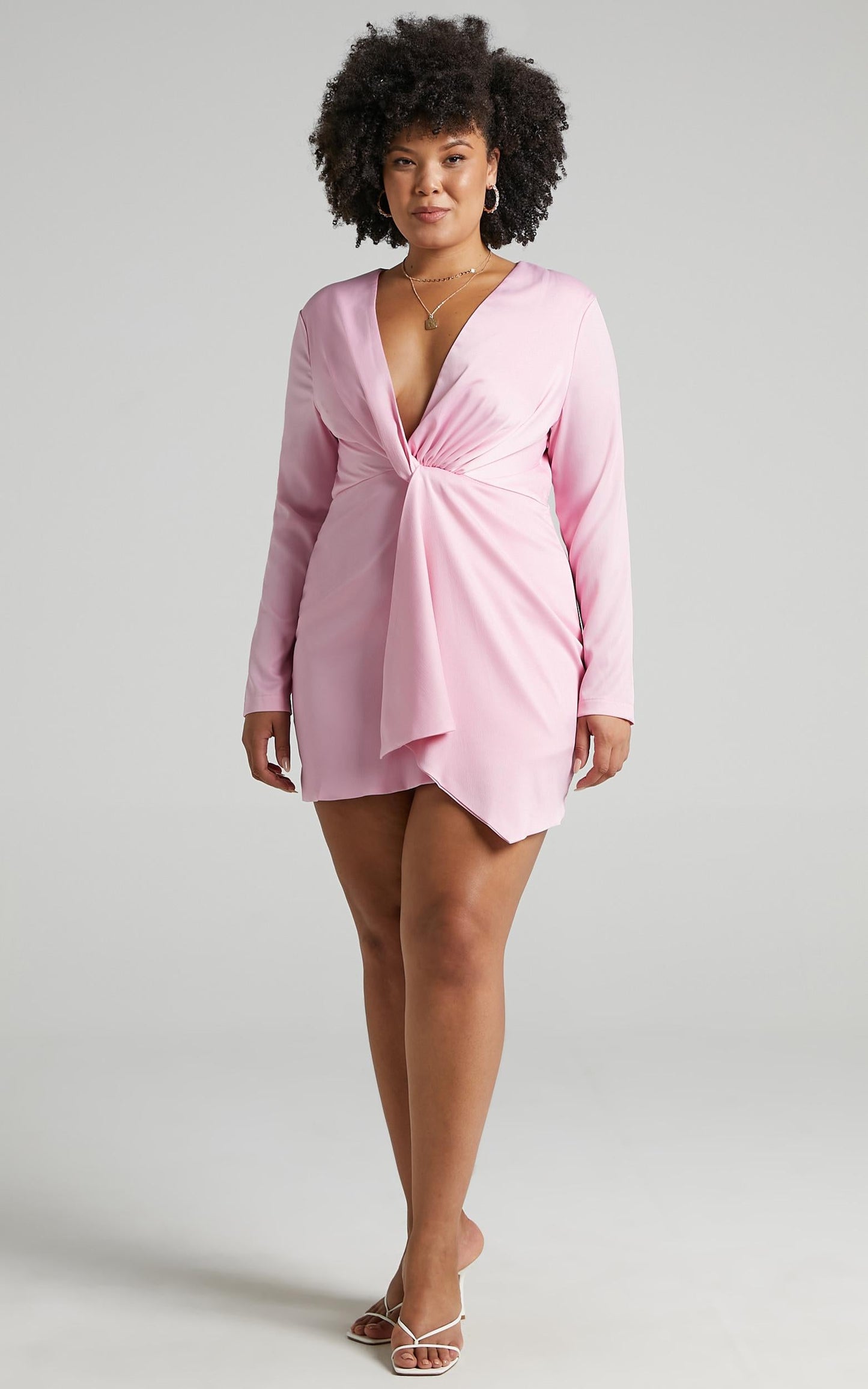 Stop Thinking About It Dress in Pink Satin