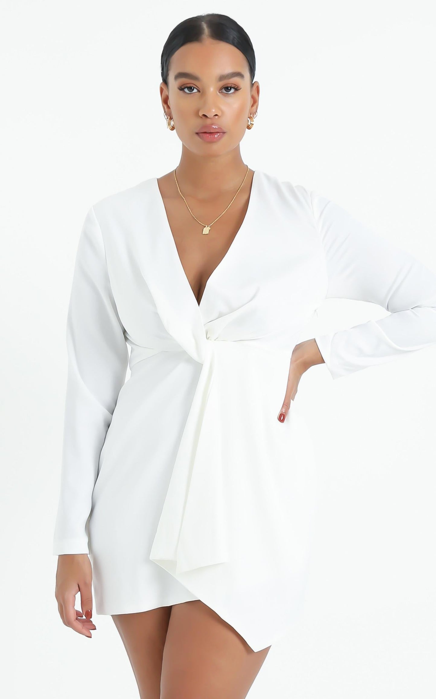 Stop Thinking About It Dress in White