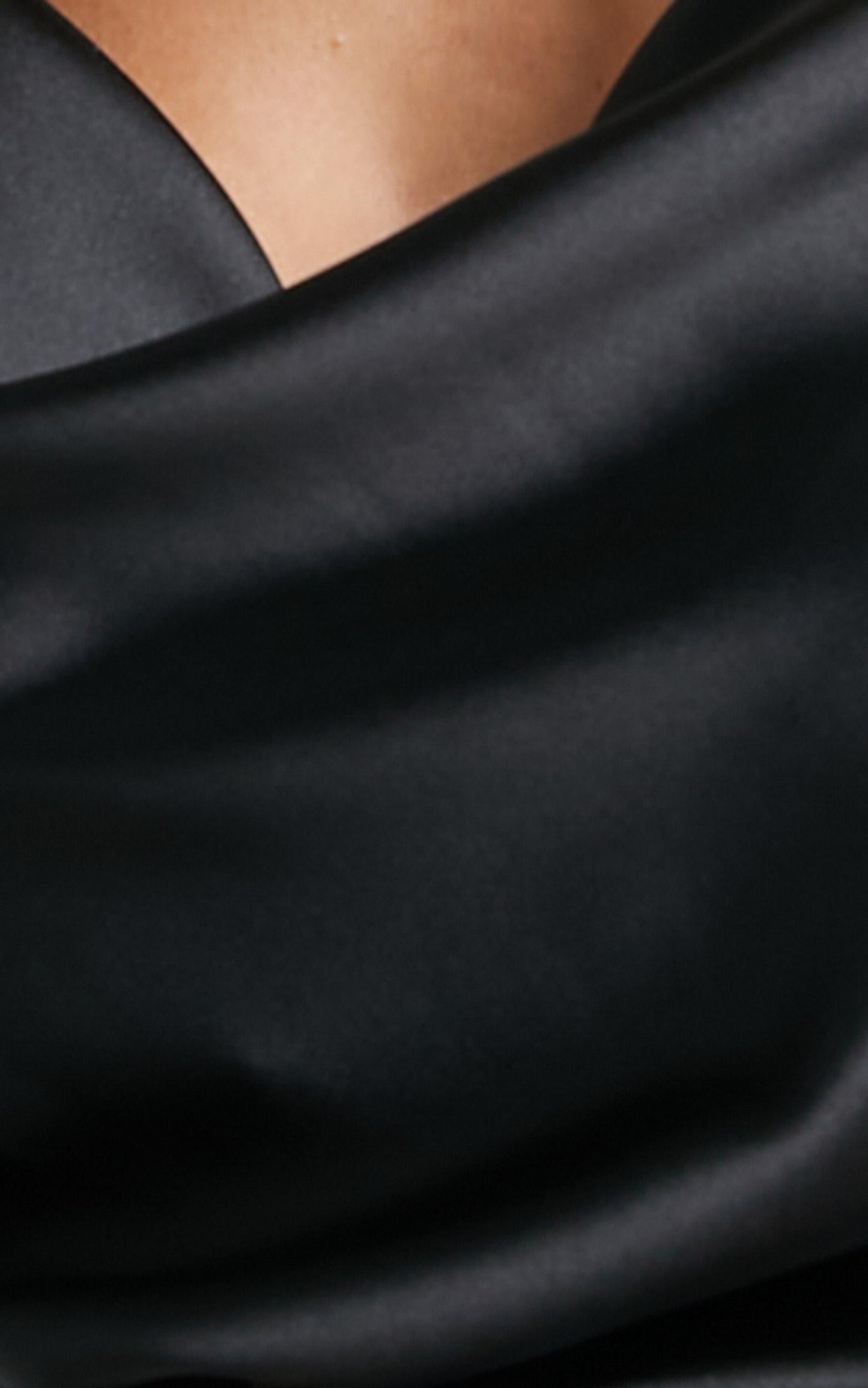 Faunia Cowl Neck Top in Black Satin