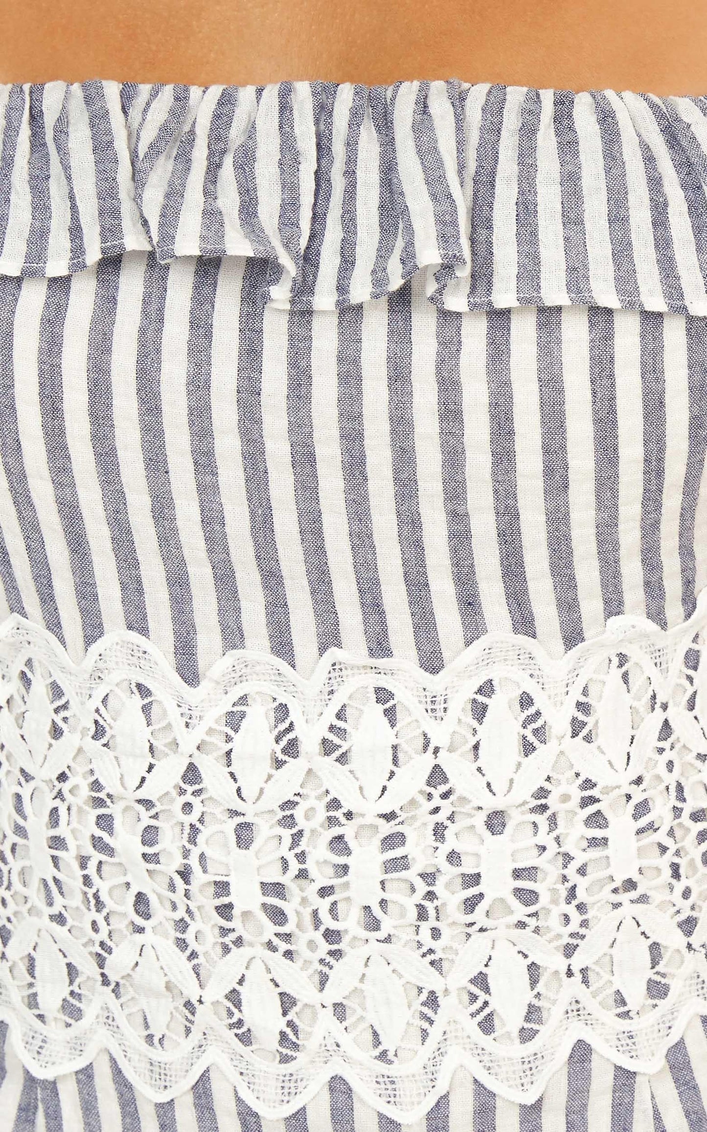 String of Love dress in blue stripe