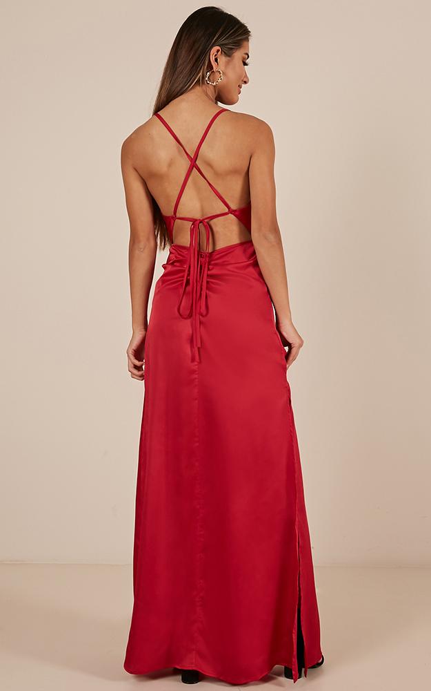 Style And Substance Maxi Dress In Red Satin