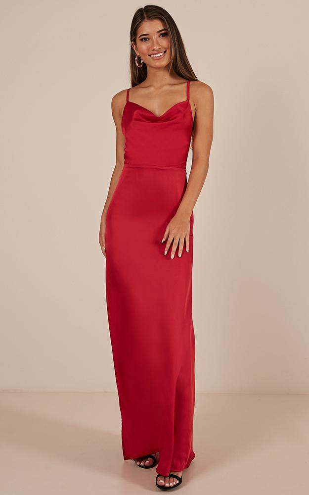 Style And Substance Maxi Dress In Red Satin