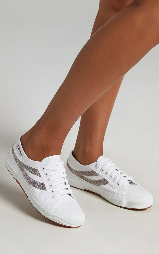 Superga - 2750 Swallowtail Micro Glitter Sneaker in white - silver multicolour