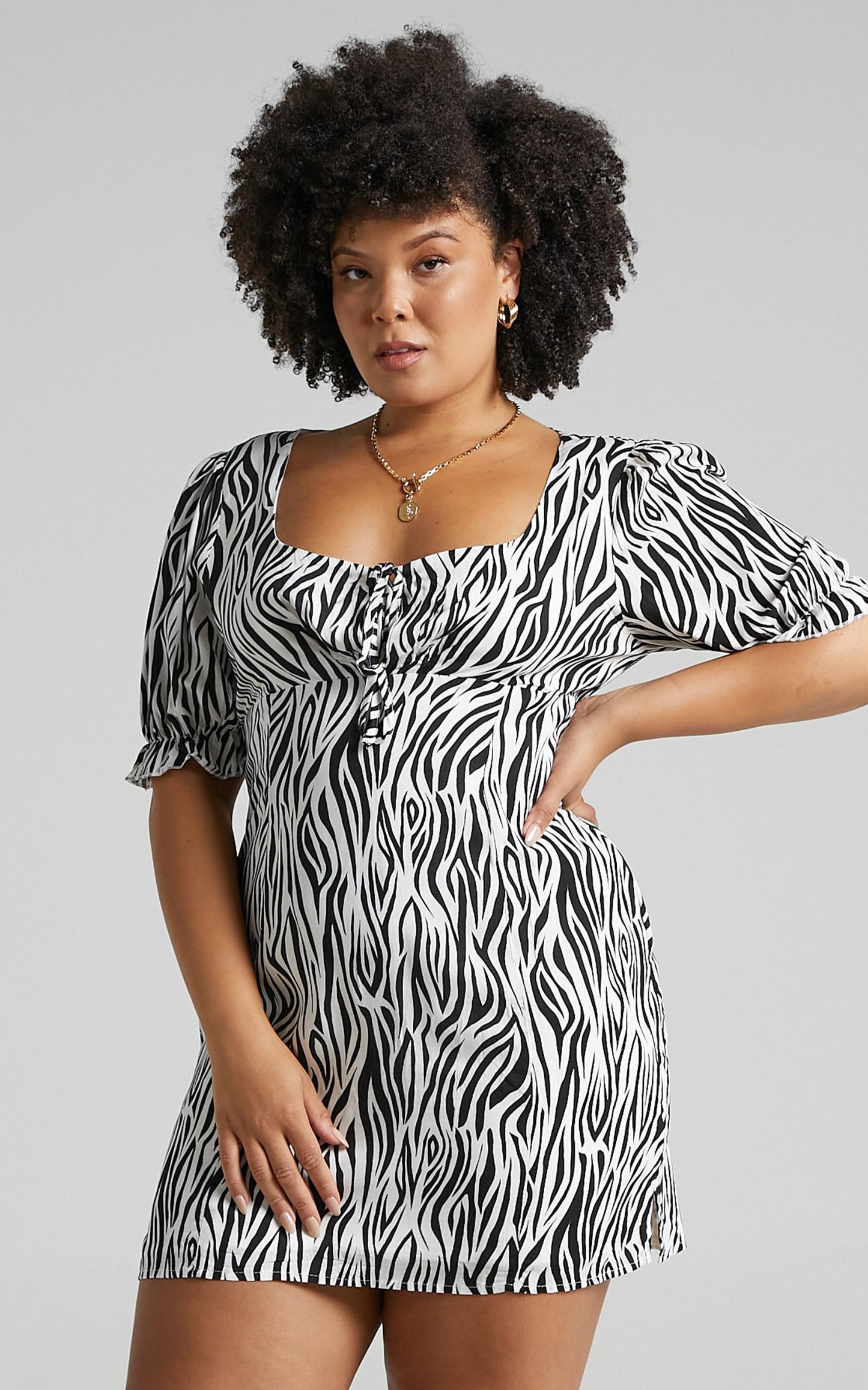 Svana Dress in Monochrome Zebra