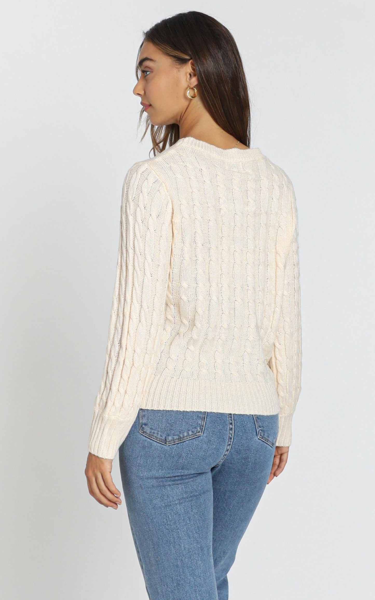 Sydney Cable Knit Jumper in Almond