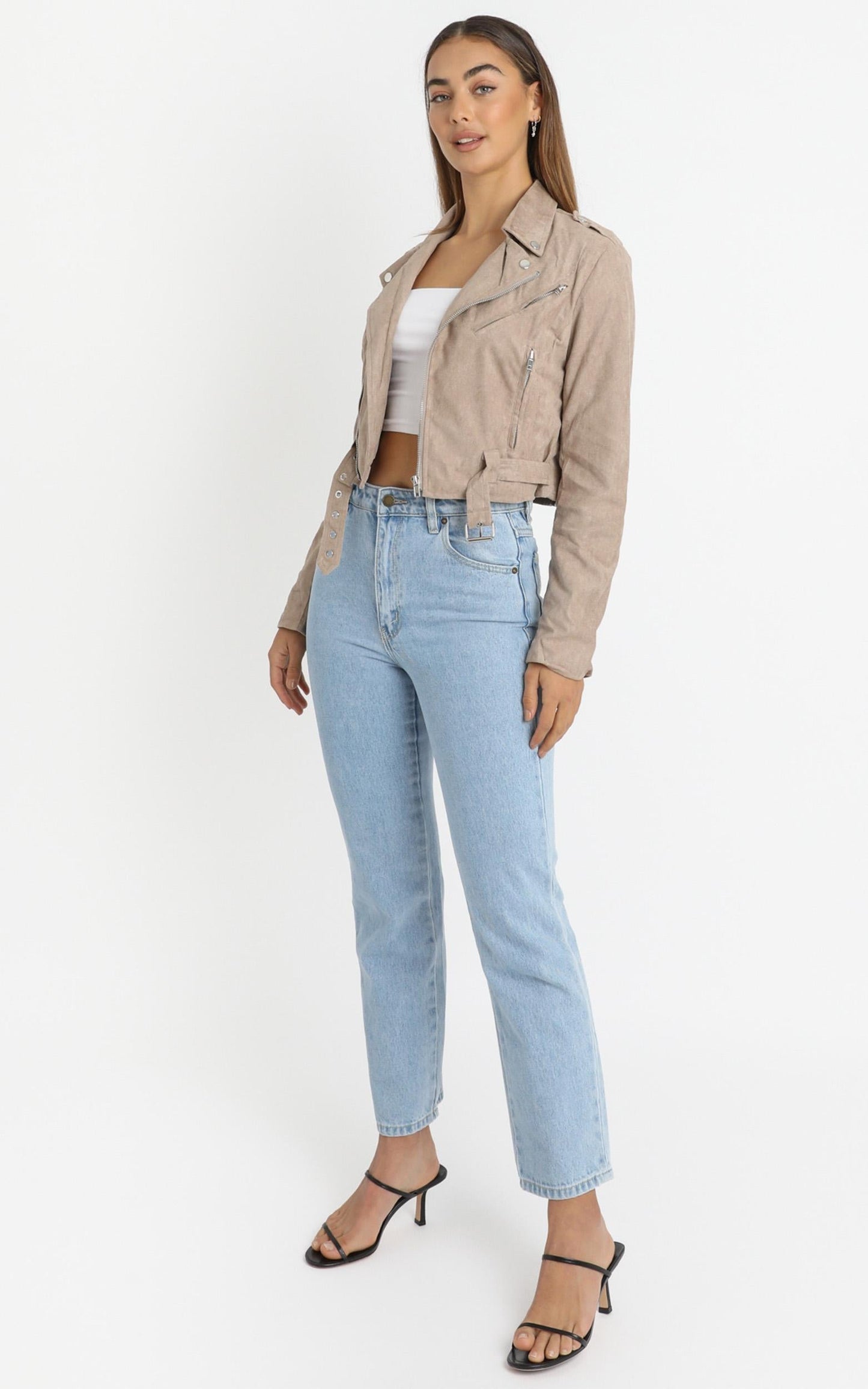 Rocker Chick Jacket in Taupe Suedette
