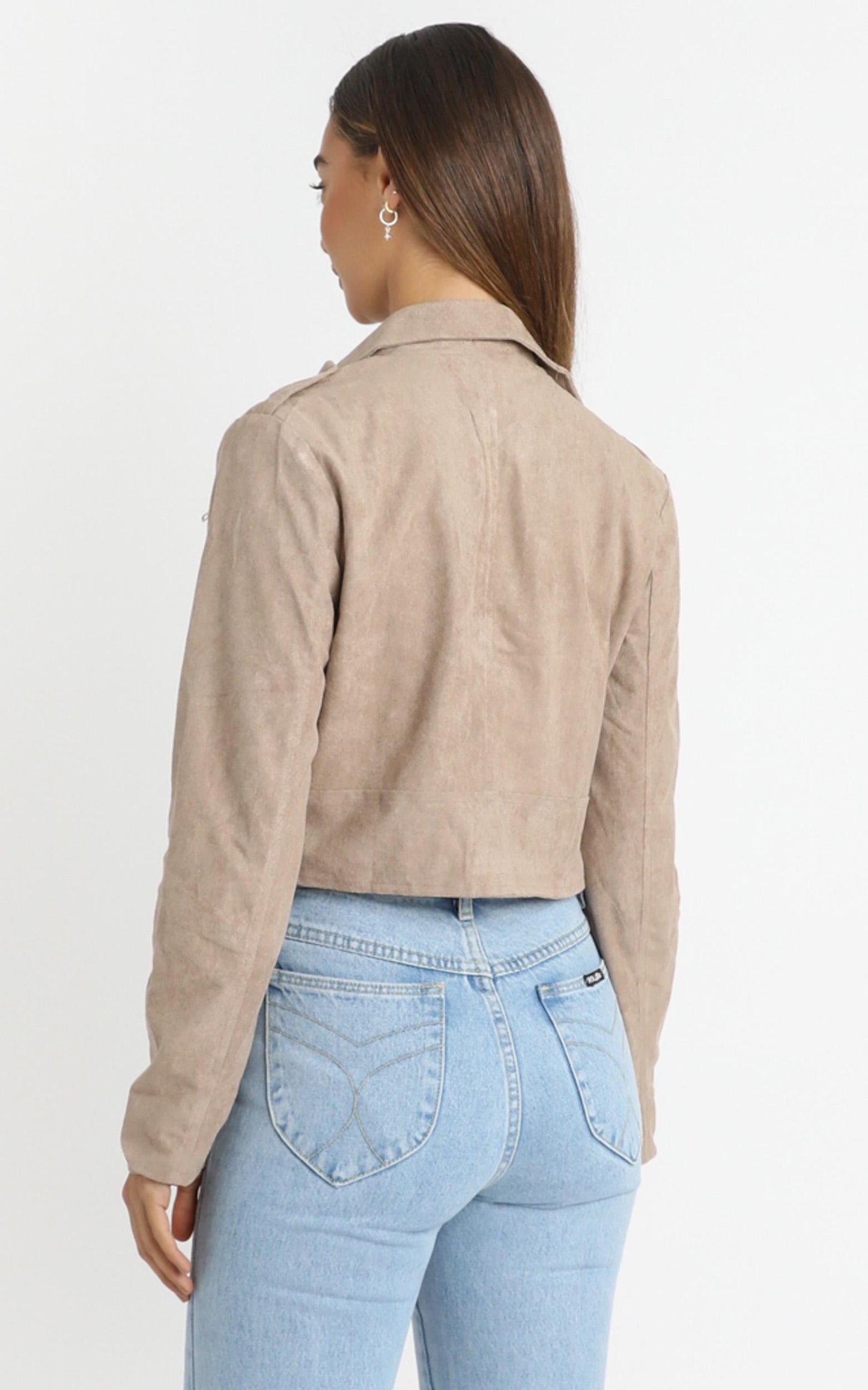 Rocker Chick Jacket in Taupe Suedette