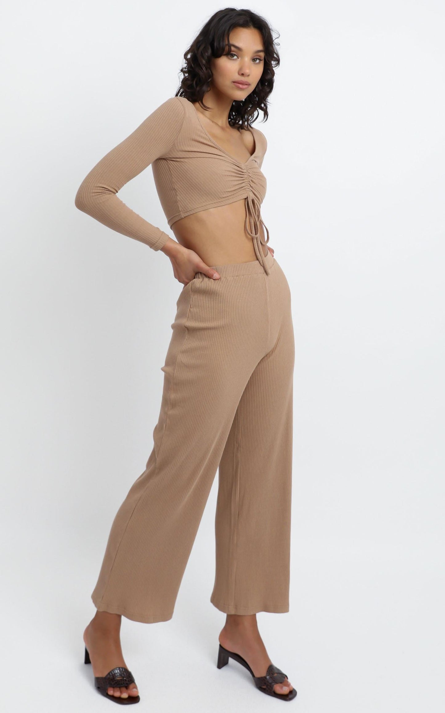 Roma Two Piece Set in Tan