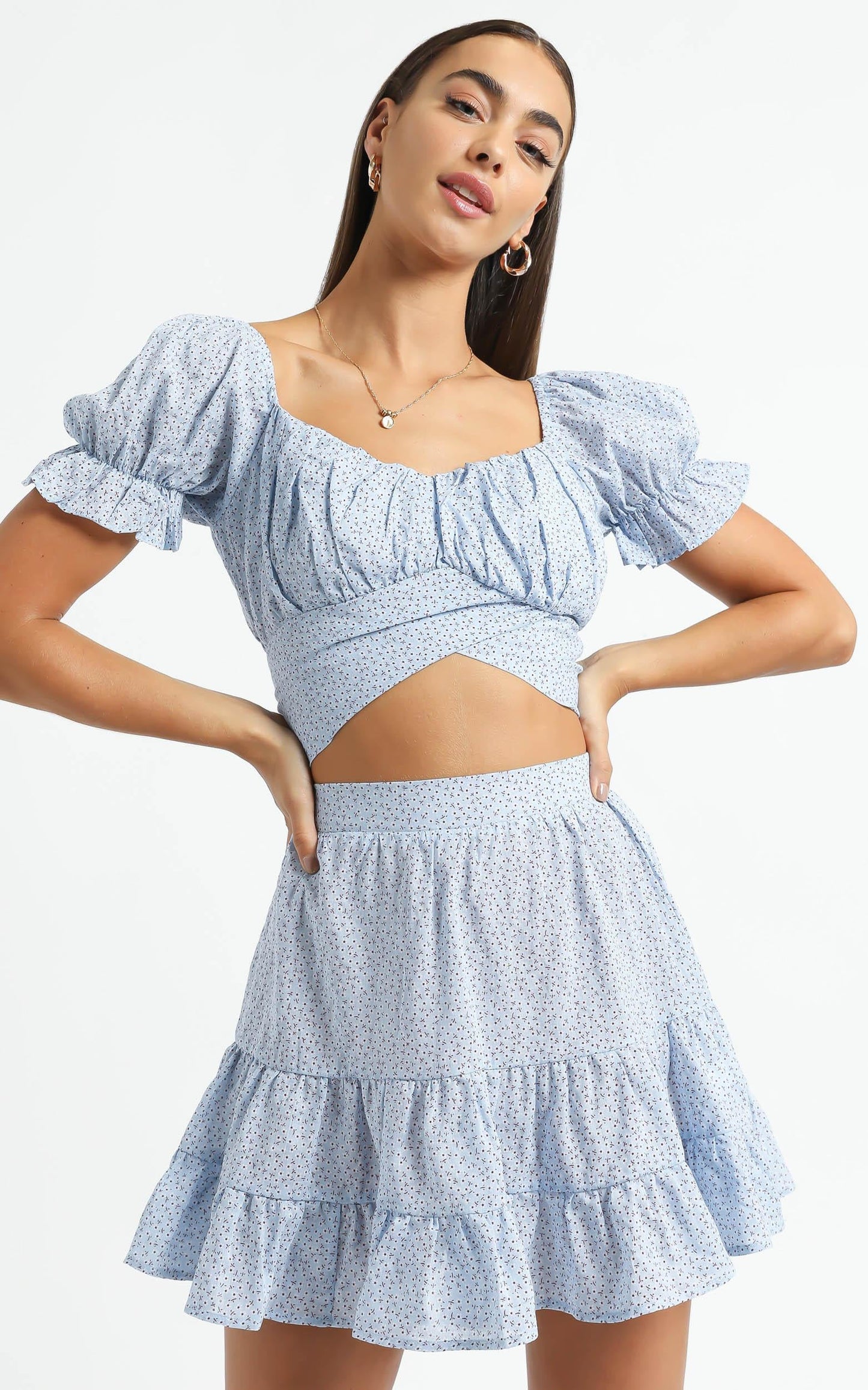 Annabel Two Piece Set in Blue Floral