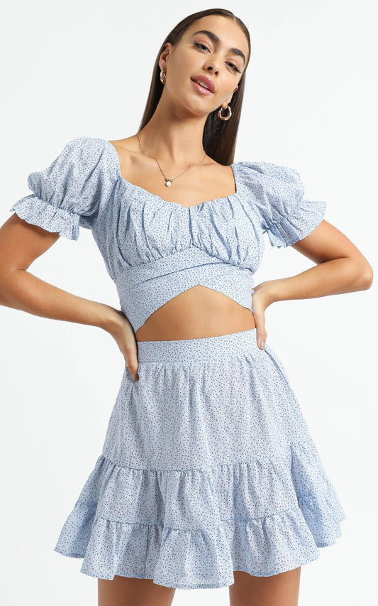 Annabel Two Piece Set in Blue Floral
