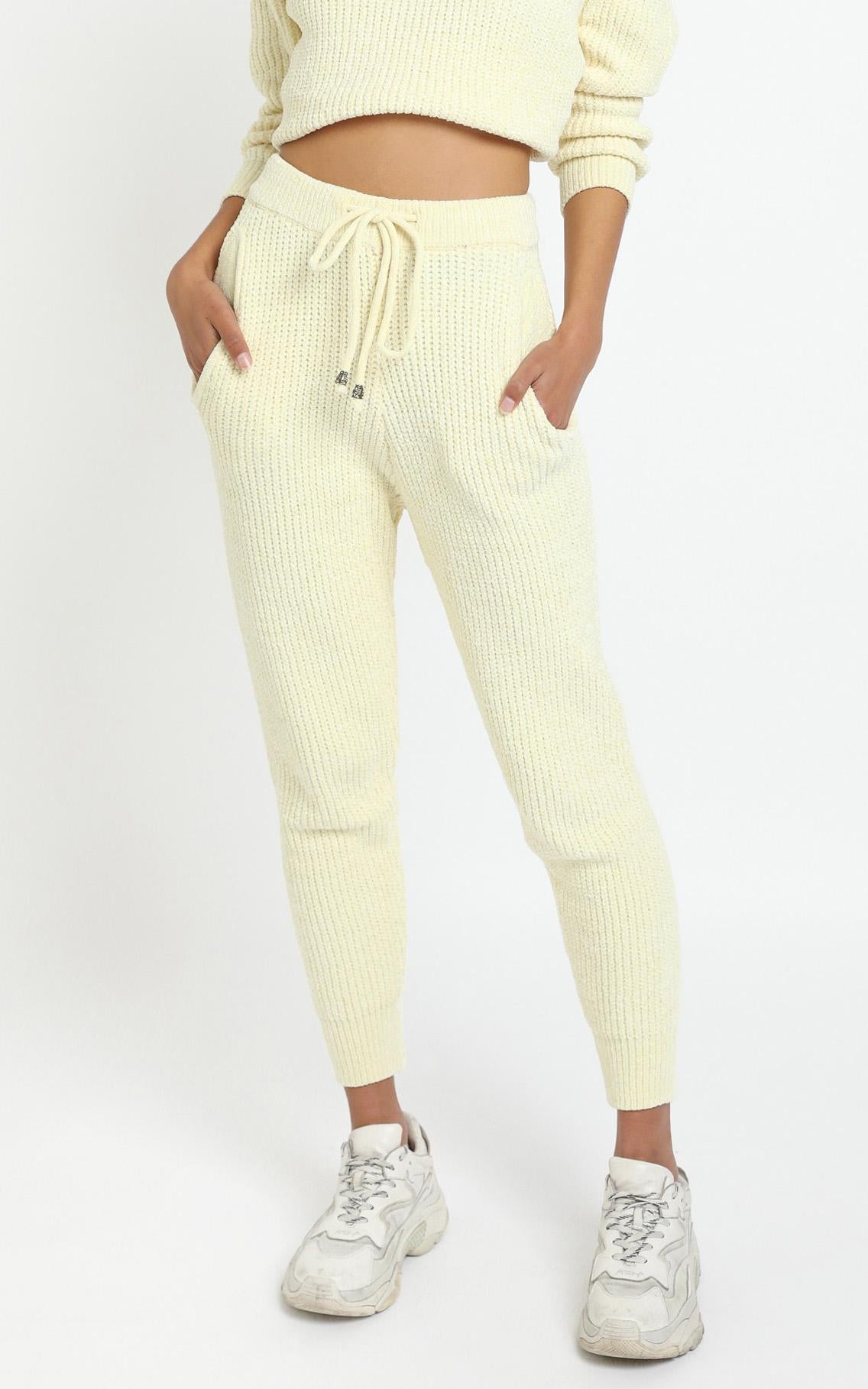 Tabitha Knit Pants in Pastel Yellow