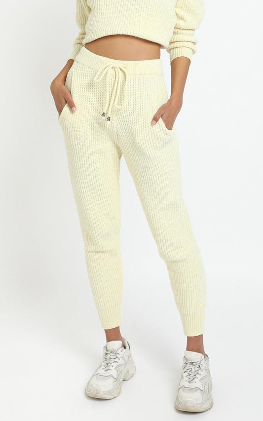 Tabitha Knit Pants in Pastel Yellow