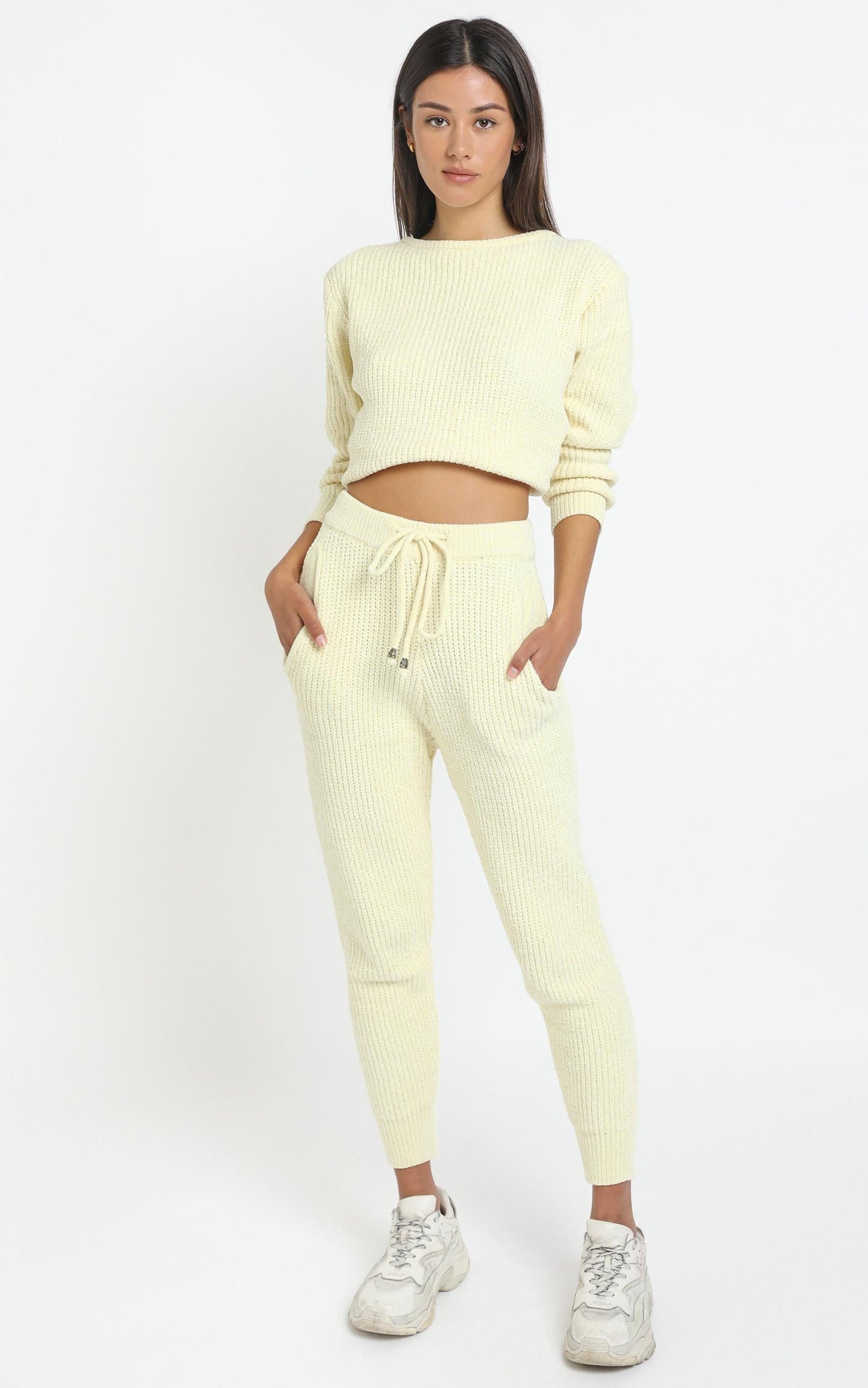 Tabitha Knit Pants in Pastel Yellow