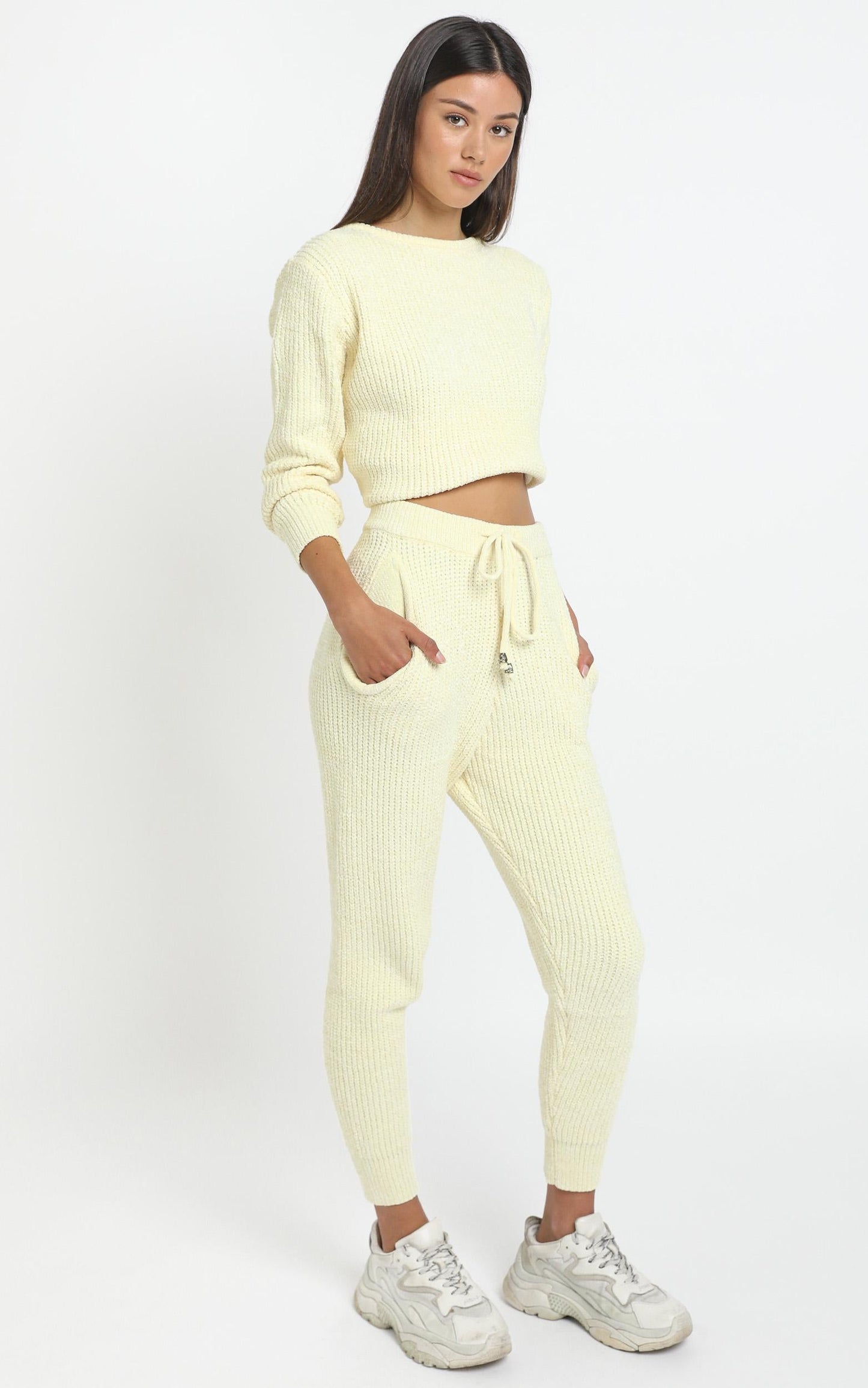 Tabitha Knit Pants in Pastel Yellow