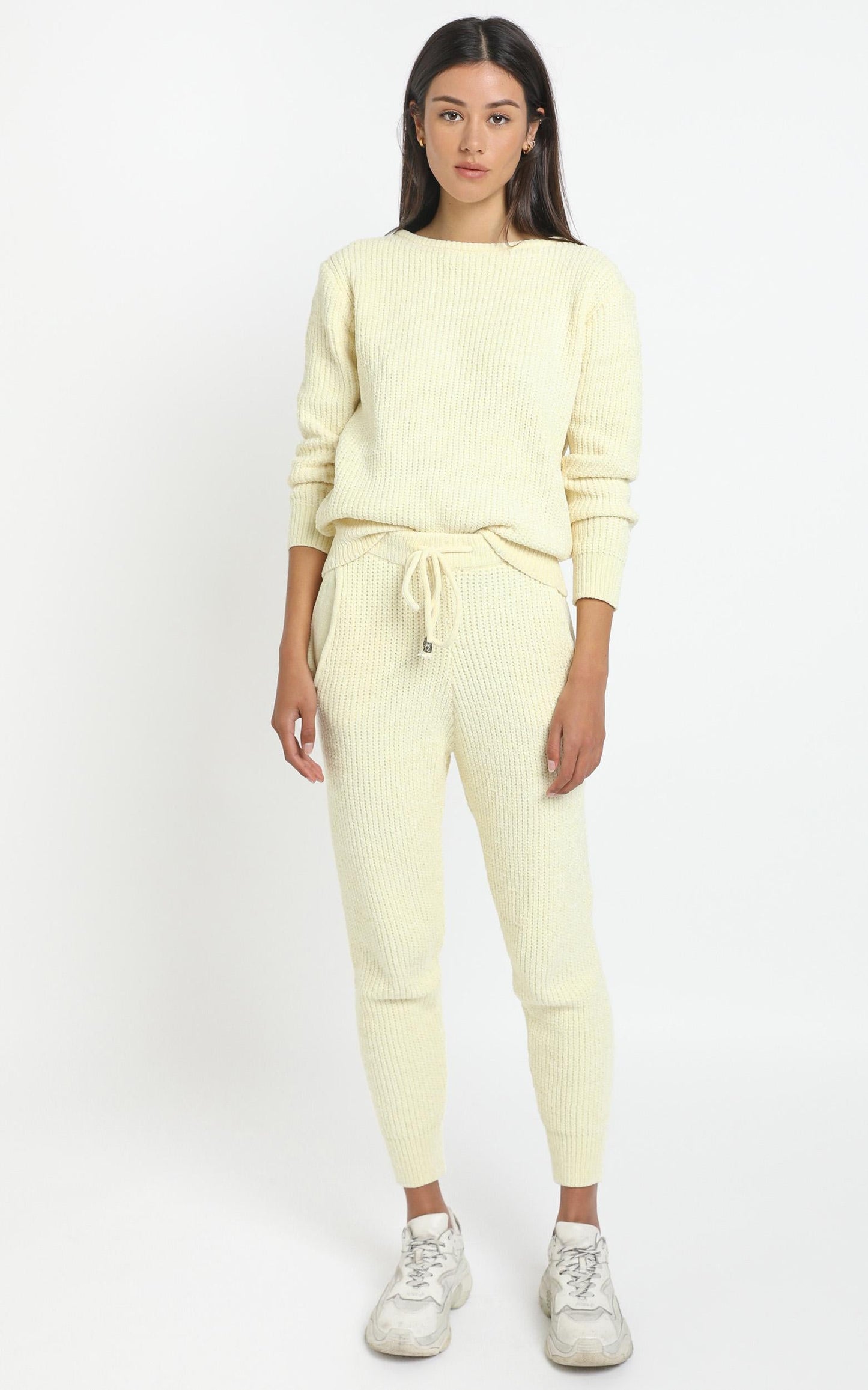 Tabitha Knit Pants in Pastel Yellow