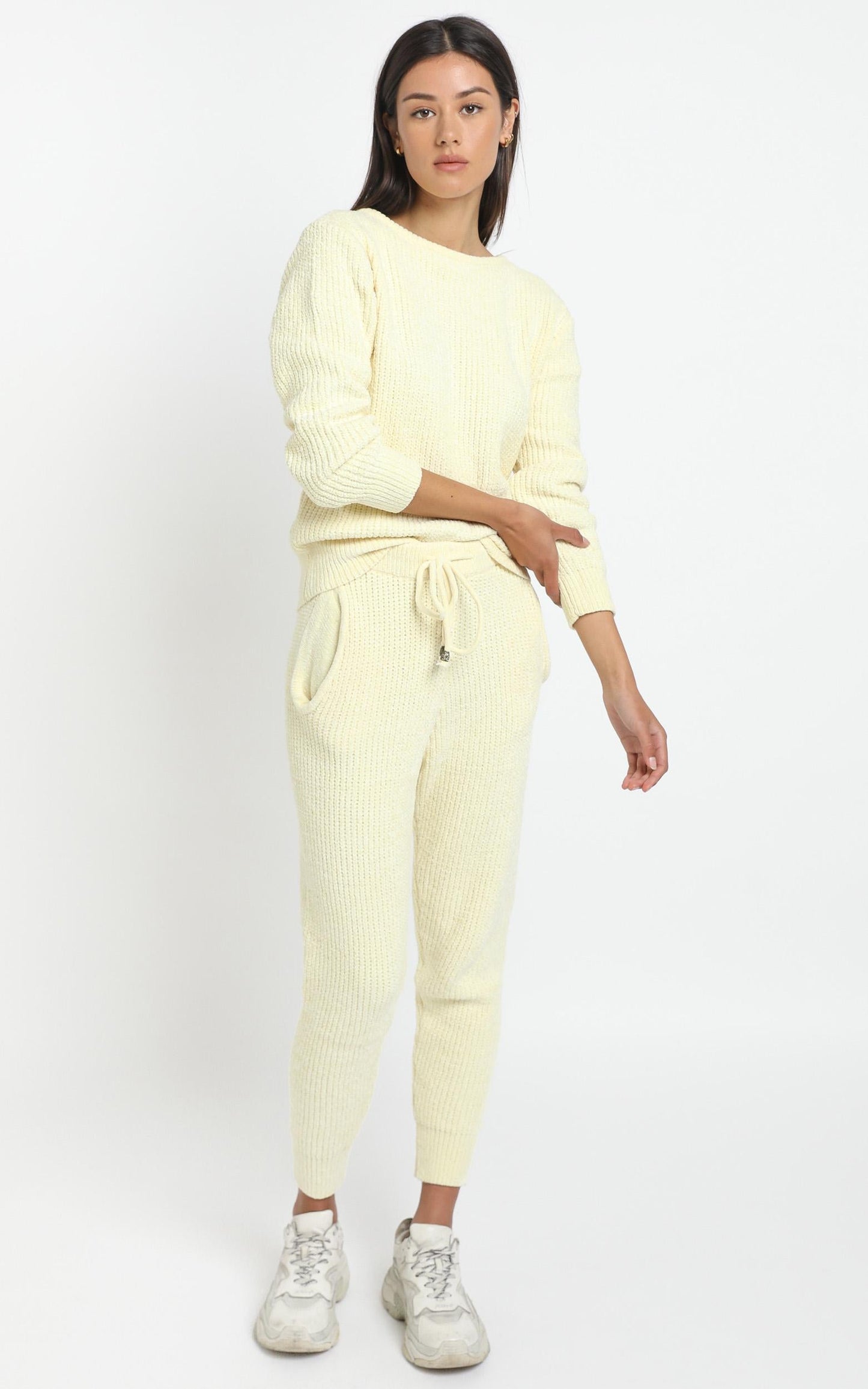 Tabitha Knit Pants in Pastel Yellow