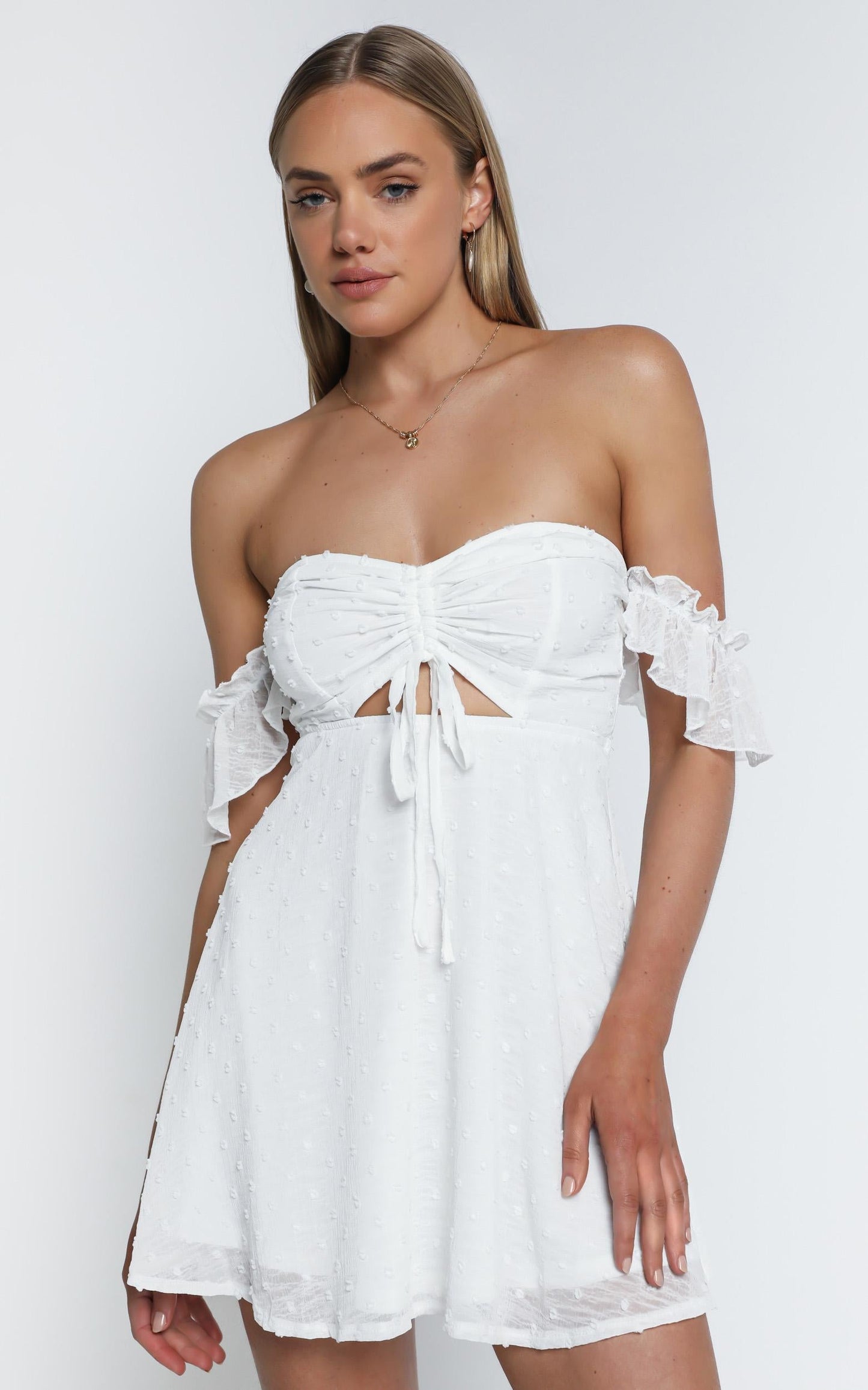Take Flight Dress in White Dot