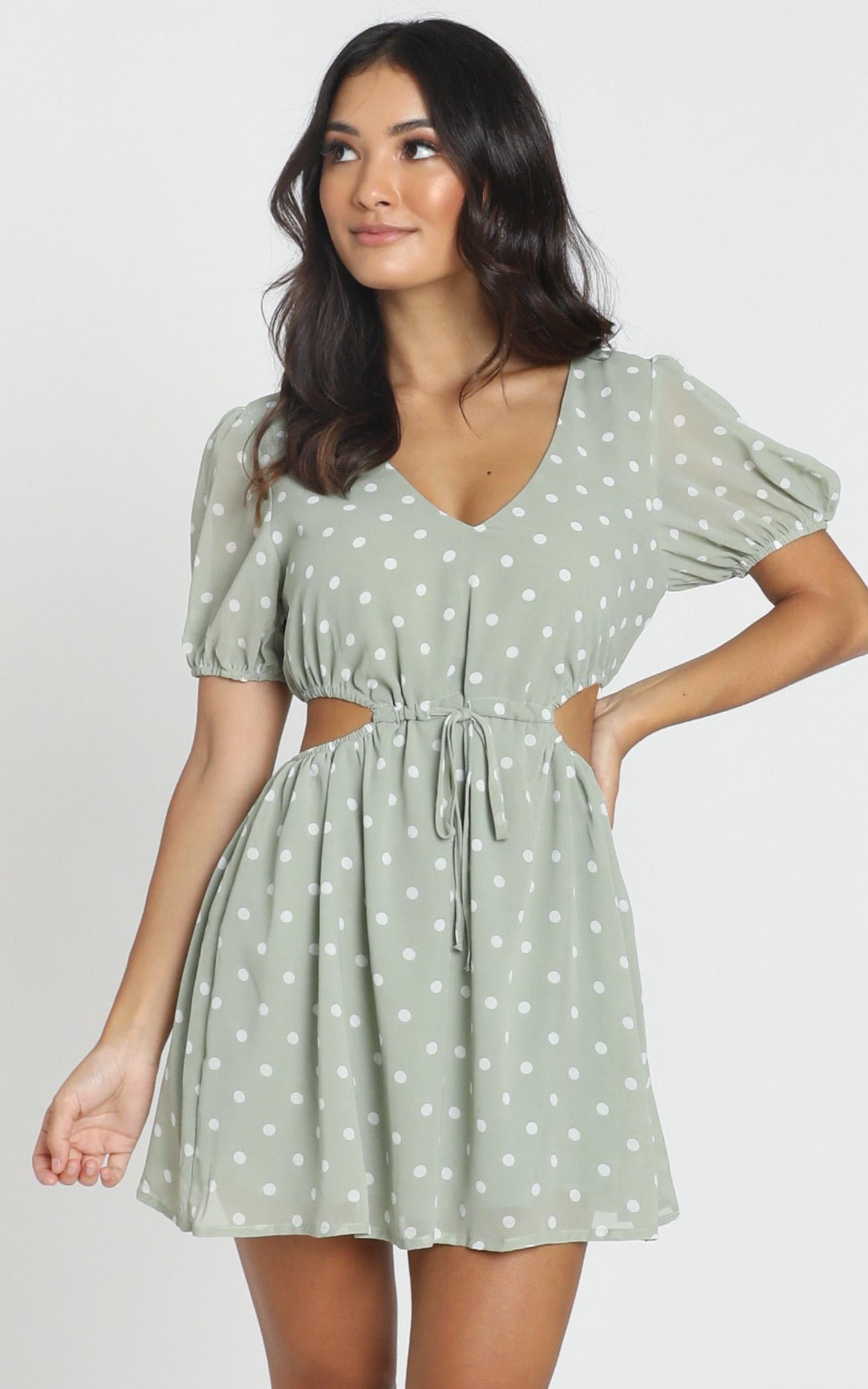 Guinevere Dress in Green Spot