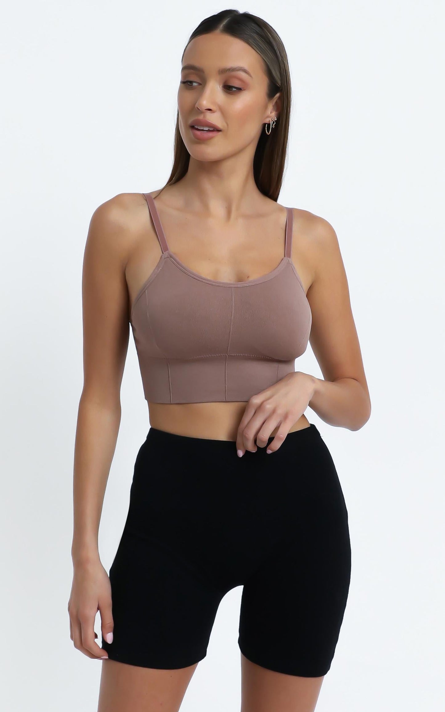 Pauly Activewear Crop Top in Mocha